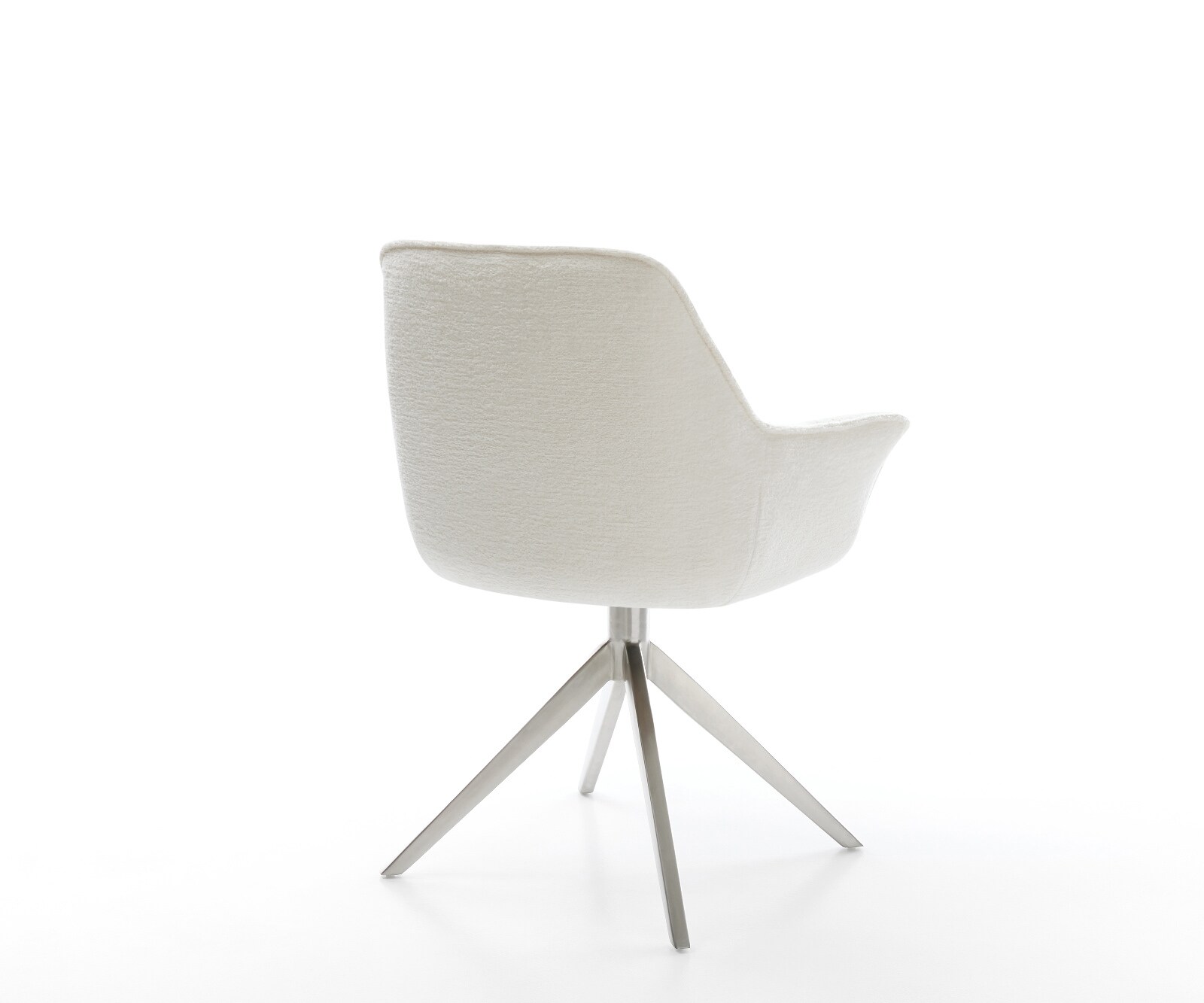 Drehstuhl Kaira-Flex Bouclé Soft Beige Kreuzgestell breit Edelstahl 360° drehbar Wippfunktion 5