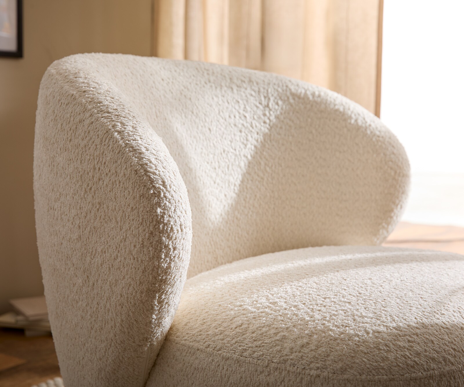 Loungesessel Pulo 80x80 cm Bouclé Weiß 5