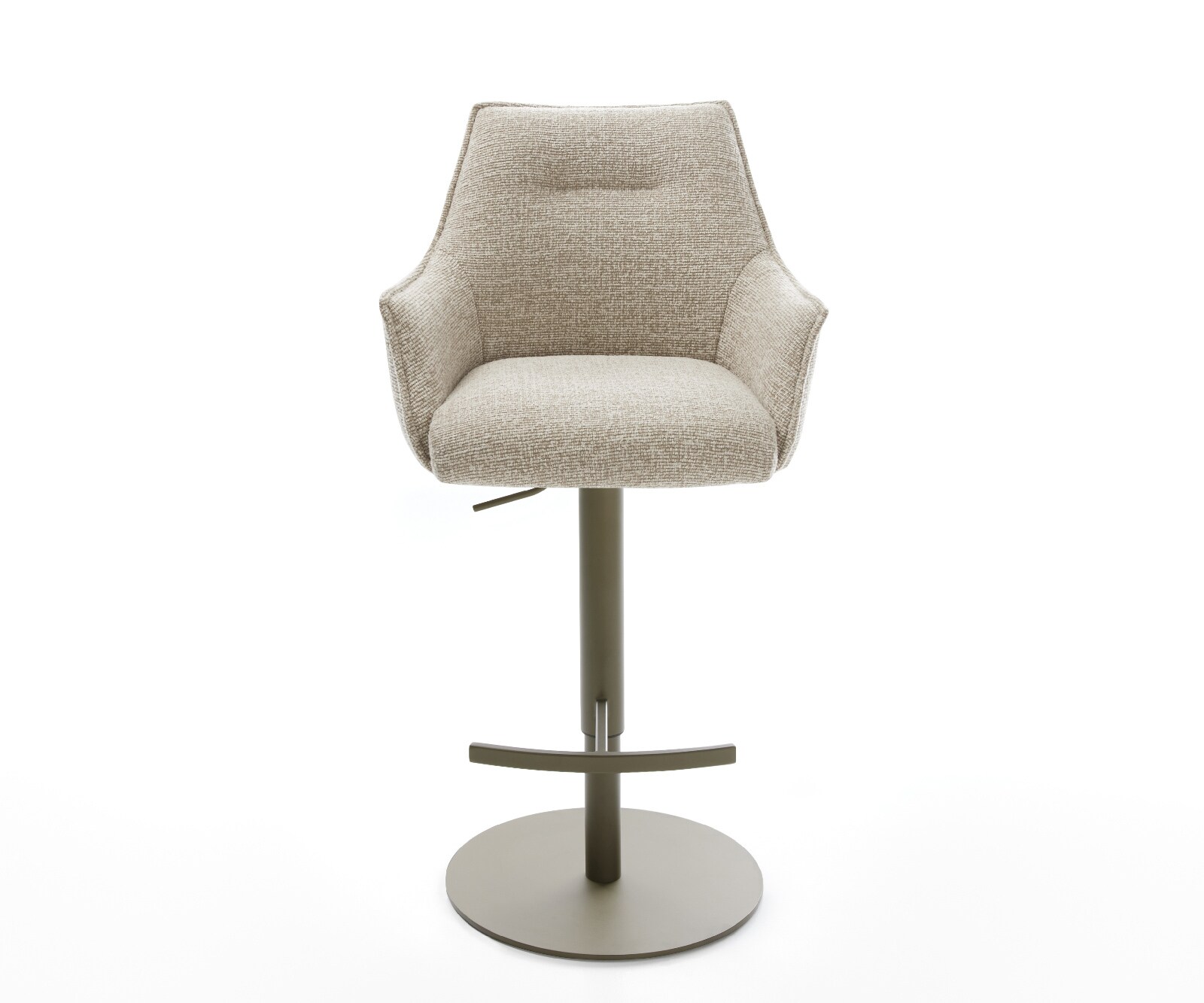 Chaise-de-bar Alja-Flex Tissu tissé doux Beige Pied pivotant réglable en hauteur couleur titane Couleur titane Ressort ensaché 2