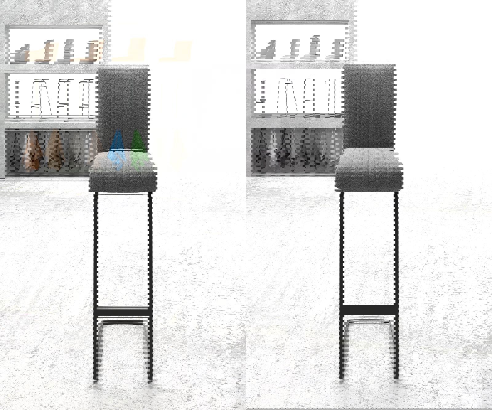 Barstuhl Luiga-Flex Strukturstoff Hellgrau Freischwinger flach Metall 1 Barstuhl Luiga-Flex Strukturstoff Hellgrau Freischwinger flach Metall 1