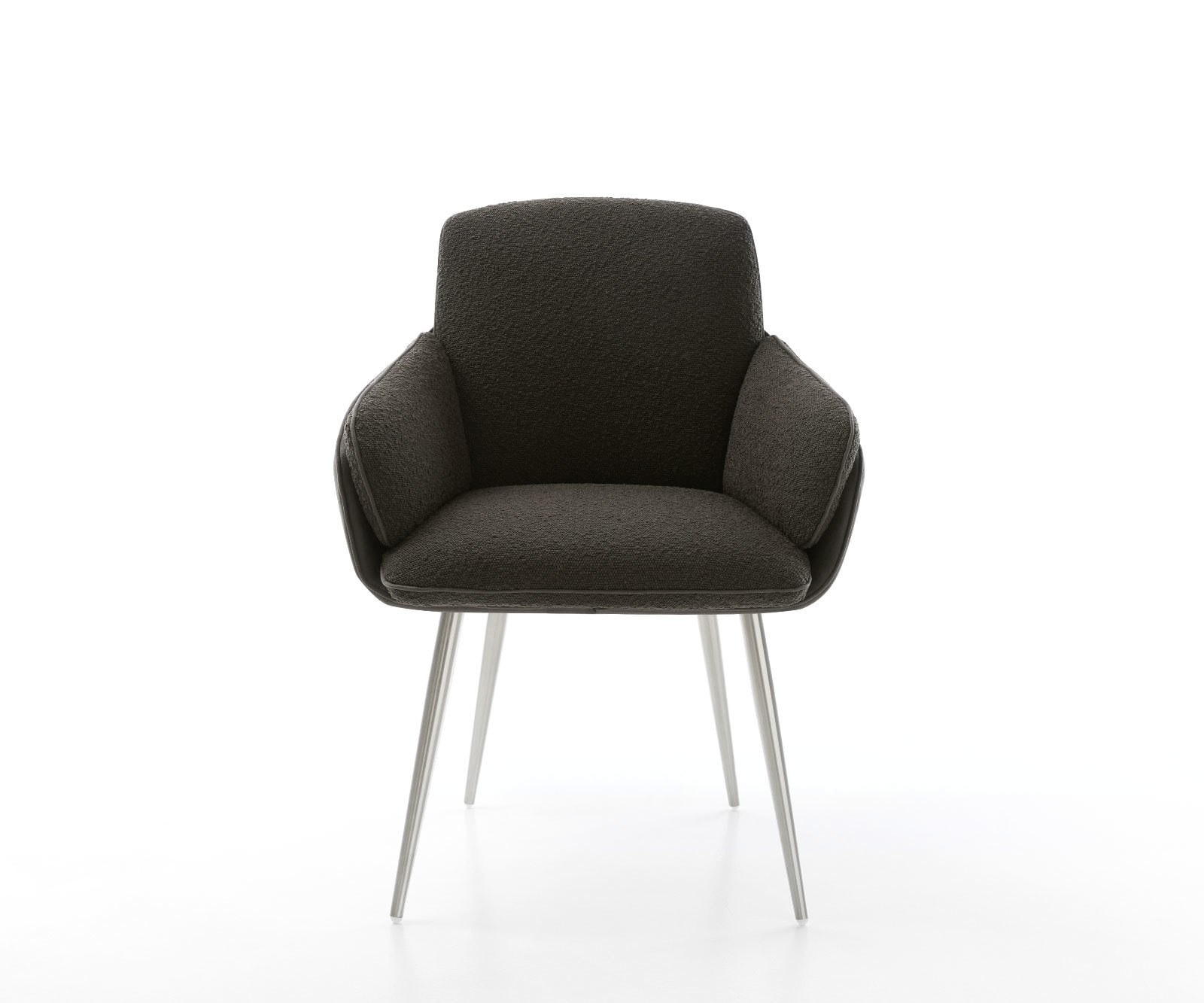 Esszimmerstuhl Luan-Flex mit Armlehnen Materialmix Schwarz 4-Fuß konisch Edelstahl 2 Esszimmerstuhl Luan-Flex mit Armlehnen Materialmix Schwarz 4-Fuß konisch Edelstahl 2