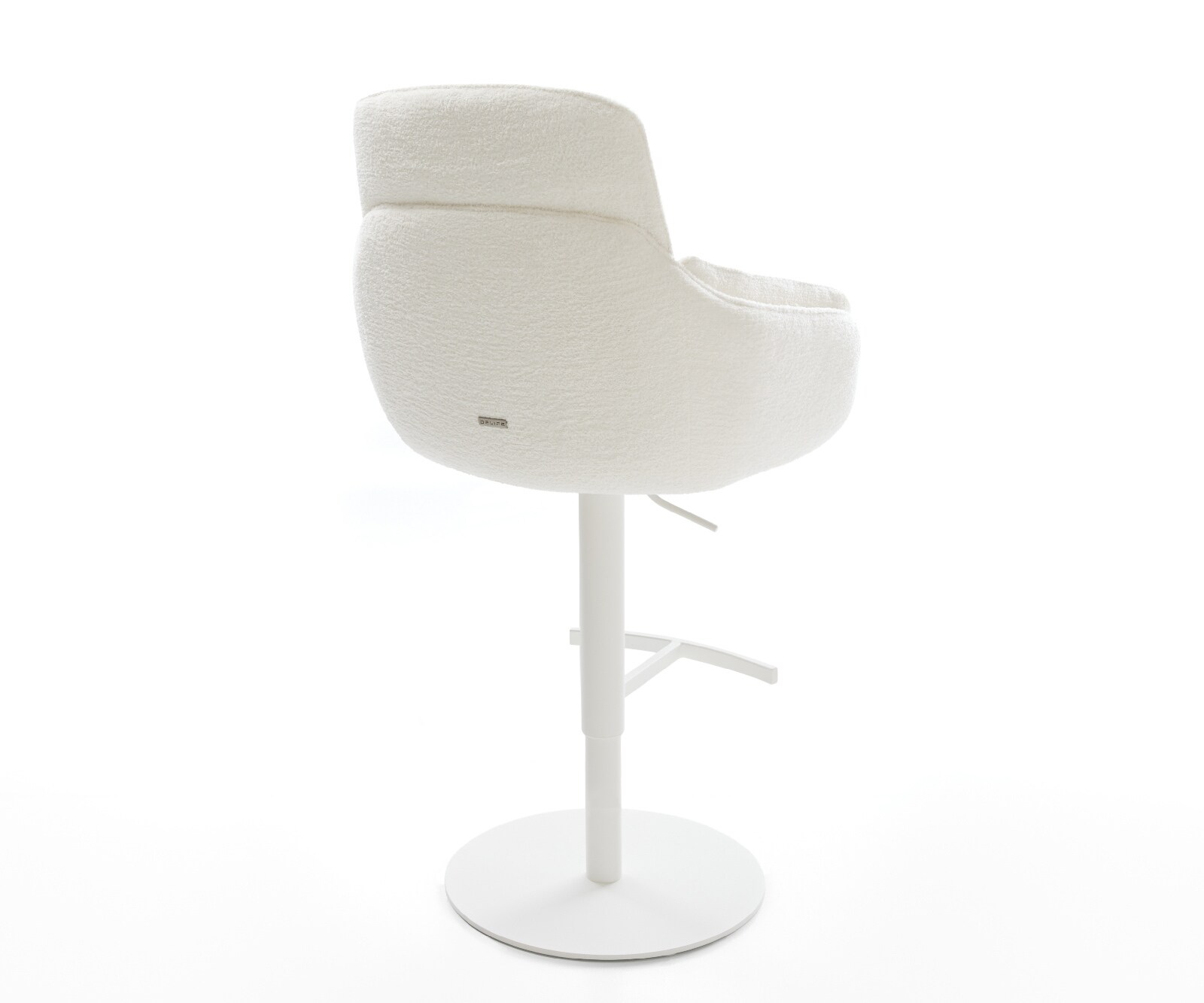 Barstuhl Luan-Flex Bouclé Soft Beige Drehfuß höhenverstellbar Metall Weiß 5