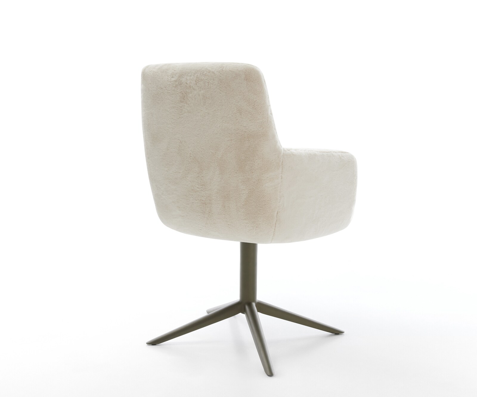 Chaise-pivotante Heira-Flex avec accoudoirs peluche crème-blanc pied de chaise 4 branches aspect titane pivotement sur 360° fonction bascule resorts ensachés 5