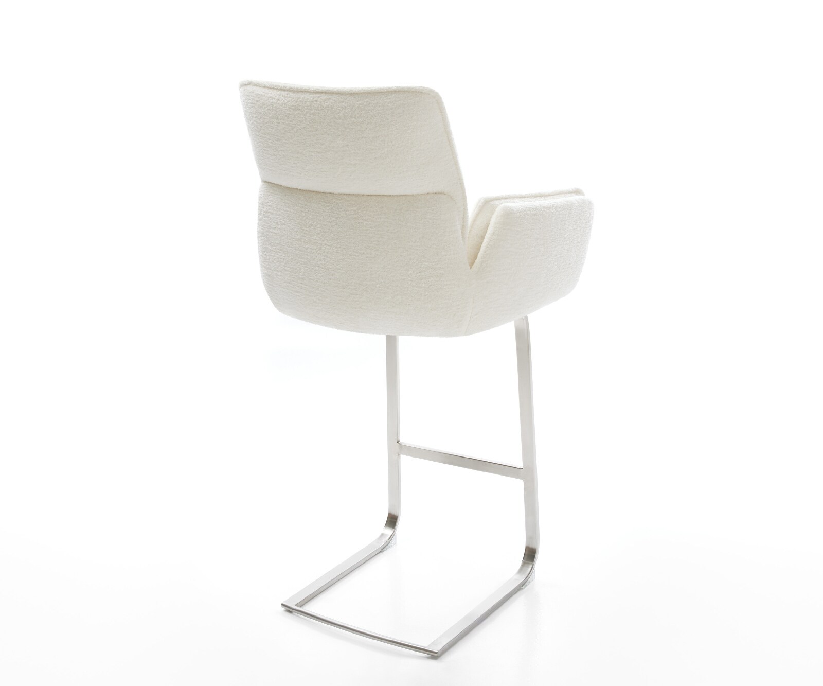 Barstuhl Nela-Flex Bouclé Soft Beige Freischwinger Flach Edelstahl Silberfarben 5