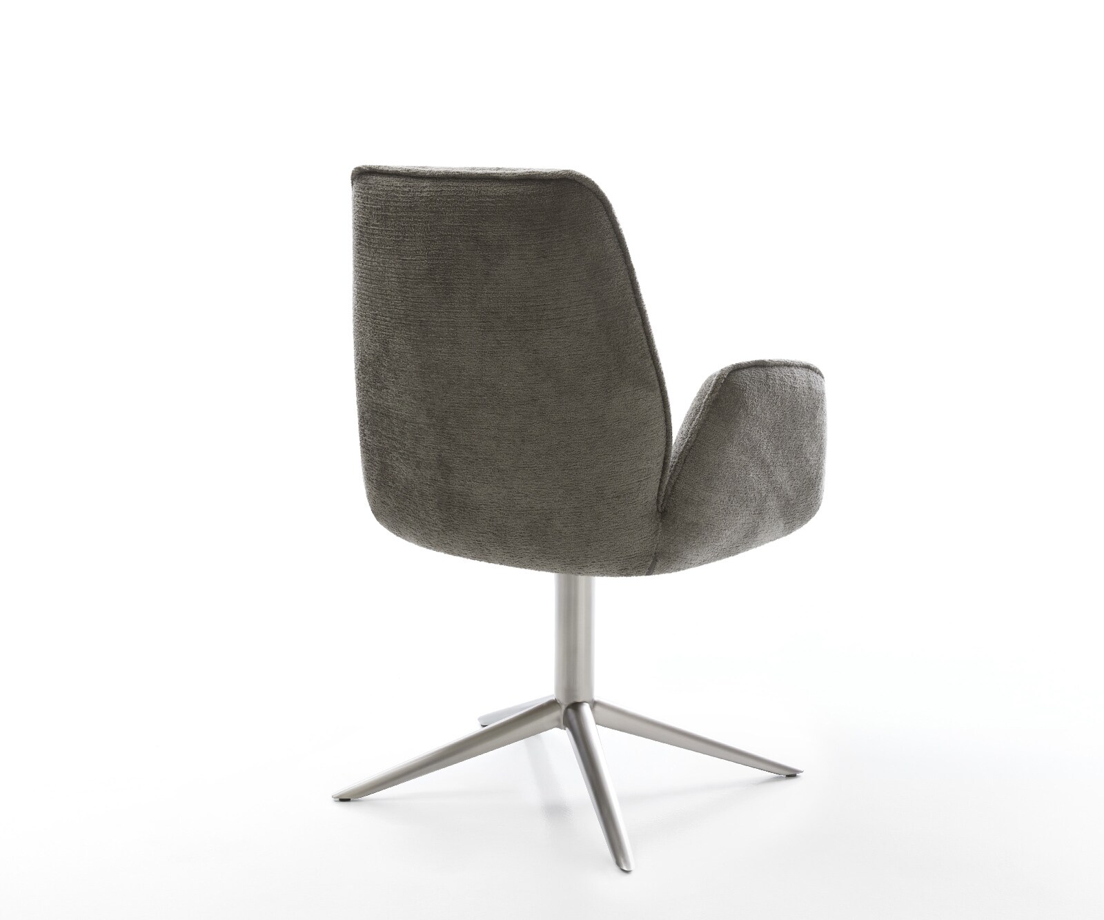 Chaise-pivotante Zoa-Flex bouclé doux couleur boue pied de chaise 4 branches acier inoxydable pivotement sur 360° fonction bascule resorts ensachés 4