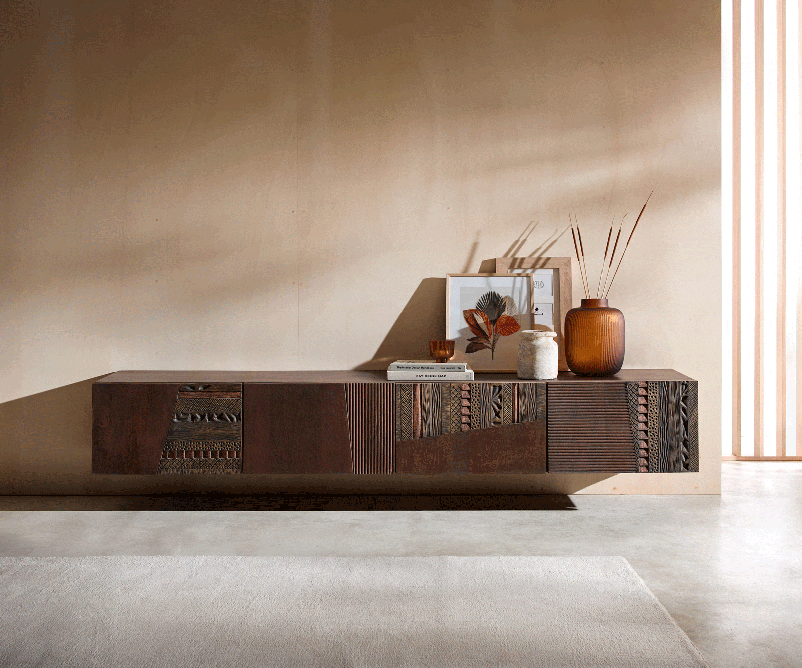 Lowboard Imara 200 cm Mango Braun 4 Türen schwebend 4