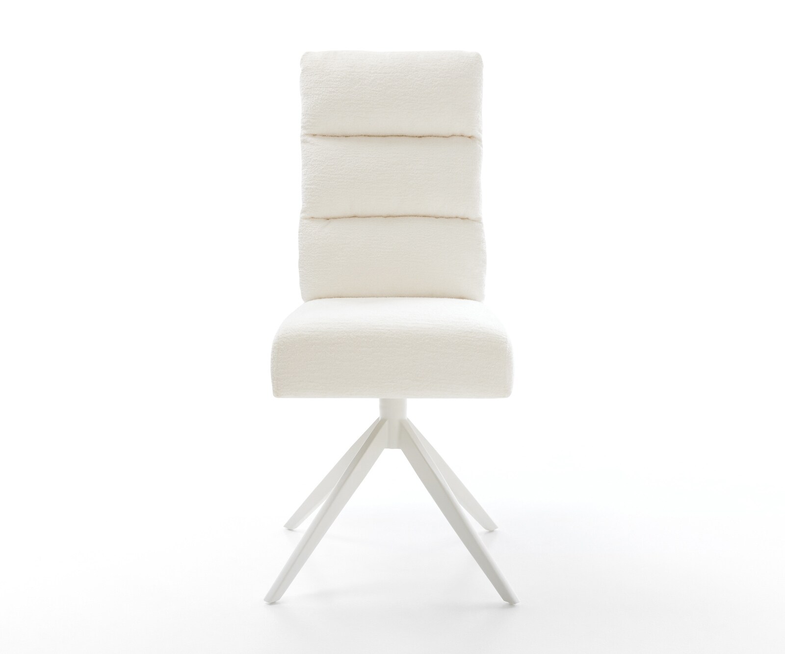 Drehstuhl Pela-Flex Bouclé Soft Beige Kreuzgestell breit Weiß 360° drehbar Wippfunktion Taschenfederkern 1
