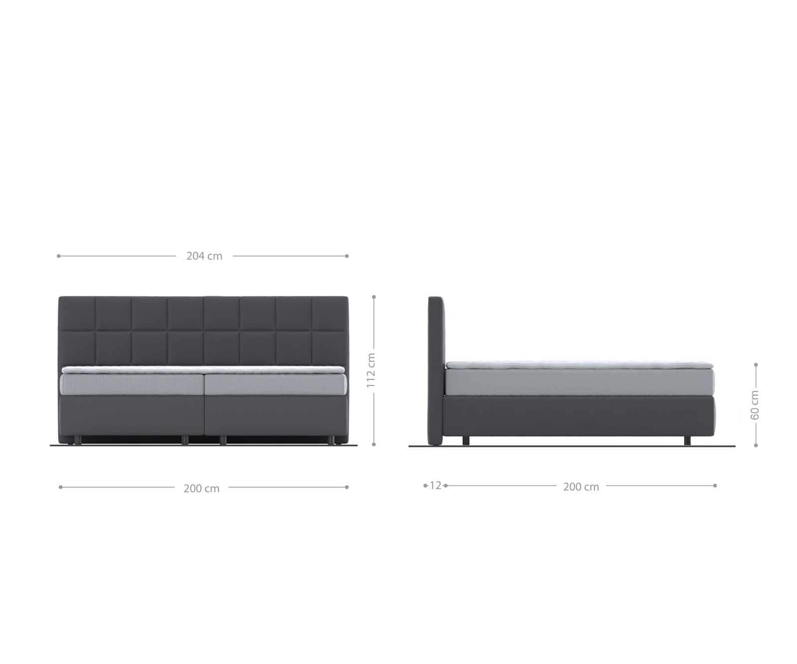 Boxspringbett Dream-Fine Mikrofaser Grau 200x200 cm mit Taschenfederkernmatratze und Topper Visco 4 Boxspringbett Dream-Fine Mikrofaser Grau 200x200 cm mit Taschenfederkernmatratze und Topper Visco 4