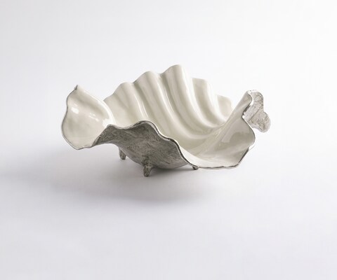 Schale Almira B38 x T38 x H15 cm Aluminium Platin Opal Handgemacht