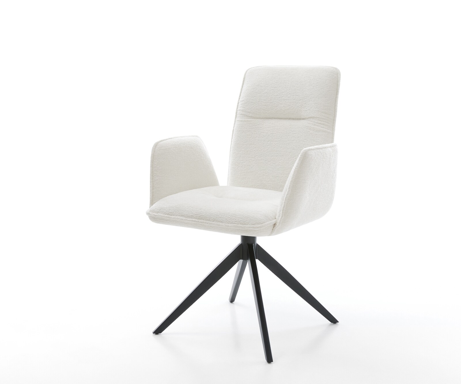 Drehstuhl Vinja-Flex Bouclé Soft Beige Kreuzgestell breit Schwarz 360° drehbar Wippfunktion 1