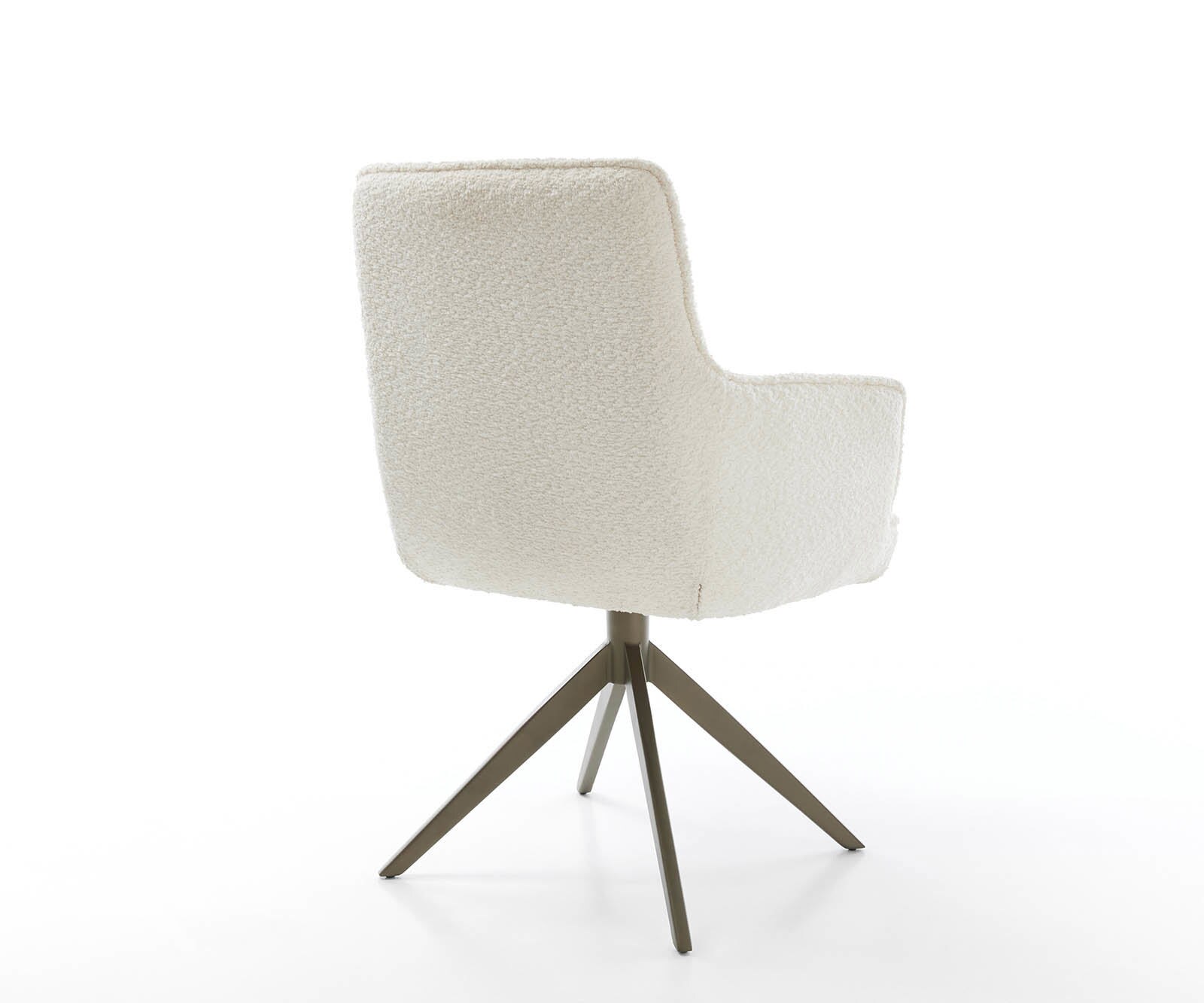 Drehstuhl Heira-Flex mit Armlehnen Bouclé Weiß Kreuzgestell breit Effektfinish Titan 360° drehbar Taschenfederkern 5