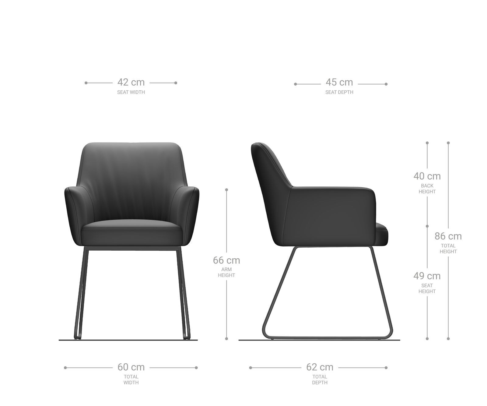 Chaise-de-salle-à-manger Xana-Flex avec accoudoirs bouclé blanc pied trapèze noir ressorts ensachés 7