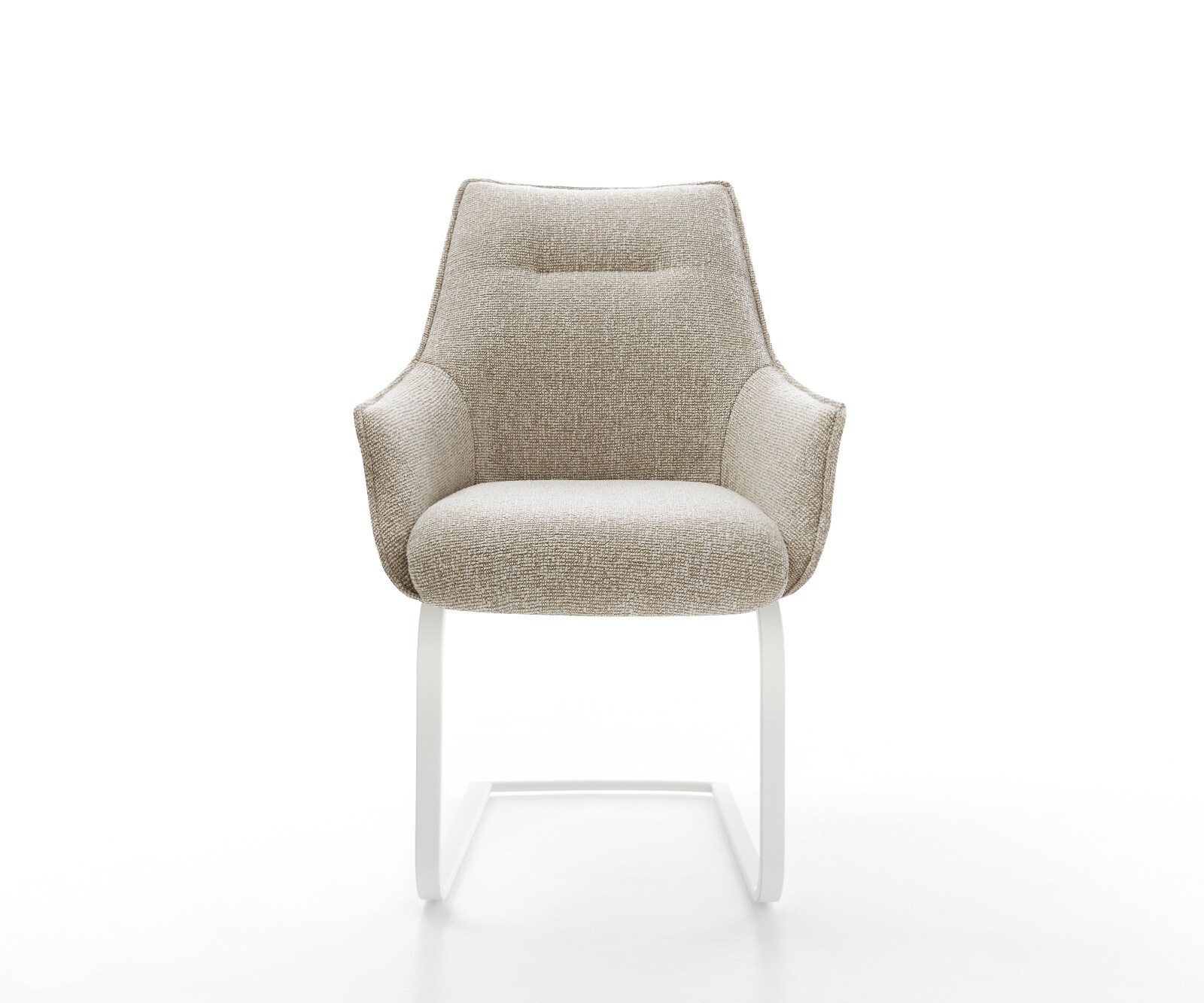 Freischwinger Alja-Flex mit Armlehnen Webstoff Soft Beige Freischwinger flach Weiß Taschenfederkern 1