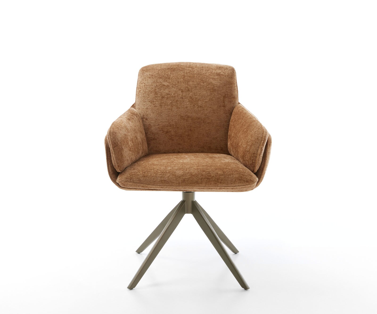Chaise-pivotante Luan-Flex avec accoudoirs chenille rouille pied croisé large aspect titane pivotement sur 360° fonction bascule 1