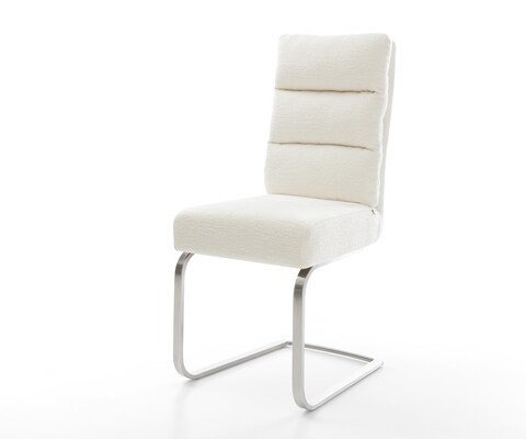 Cantilever Pela-Flex bouclé doux beige pied cantilever plat acier inoxydable resorts ensachés