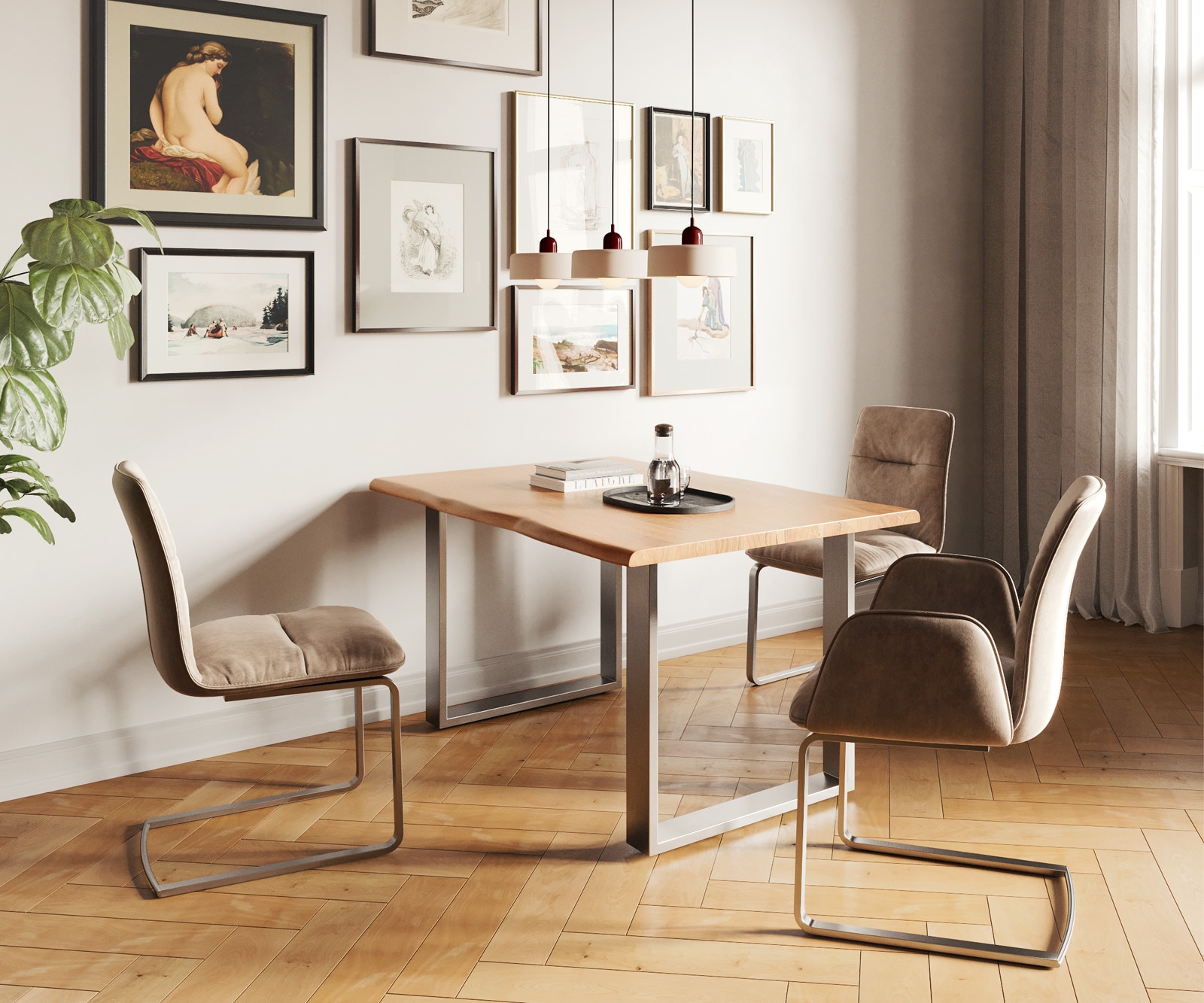 Esstisch Edge 140x90 Akazie Natur Edelstahl Schmal Live-Edge 5 Esstisch Edge 140x90 Akazie Natur Edelstahl Schmal Live-Edge 5