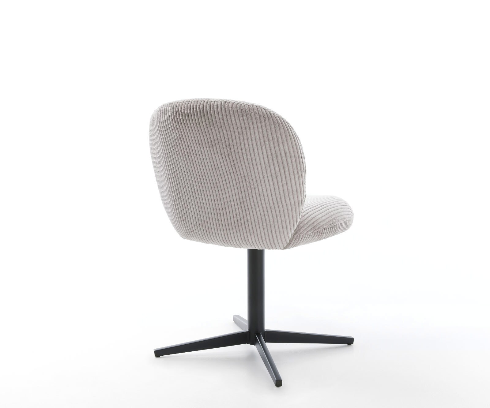 Chaise-pivotante Nube-Flex côtelé gris argenté pied de chaise 4 branches noir pivotement sur 360° ressorts ensachés 5