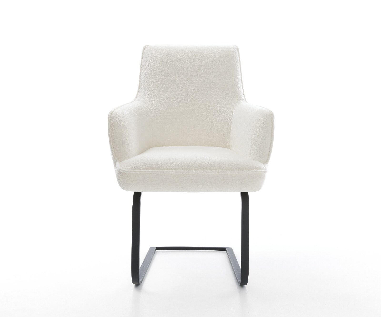 Freischwinger Heira-Flex mit Armlehnen Bouclé Soft Beige Freischwinger flach Schwarz Taschenfederkern 1