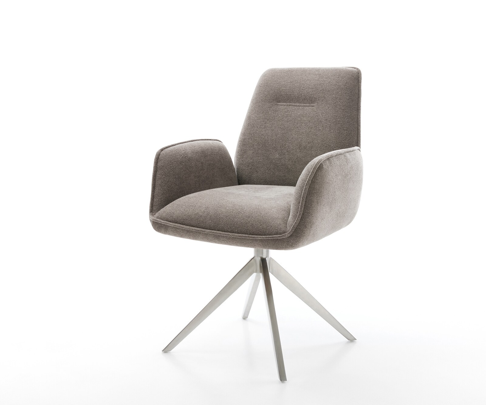 Drehstuhl Zoa-Flex Strukturstoff Soft Taupe Kreuzgestell breit Edelstahl 360° drehbar Wippfunktion Taschenfederkern