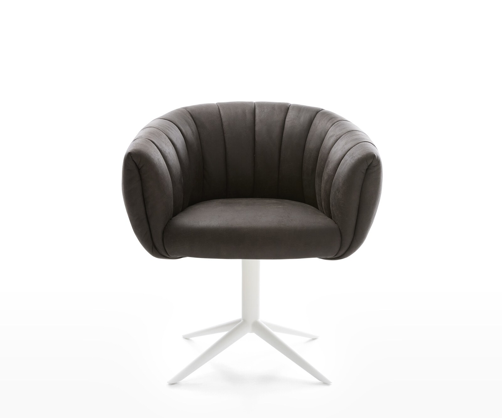 Chaise-pivotante Jada-Flex microvelours anthracite vintage pied croisé angulaire blanc pivotement sur 360° fonction bascule ressorts ensachés 2