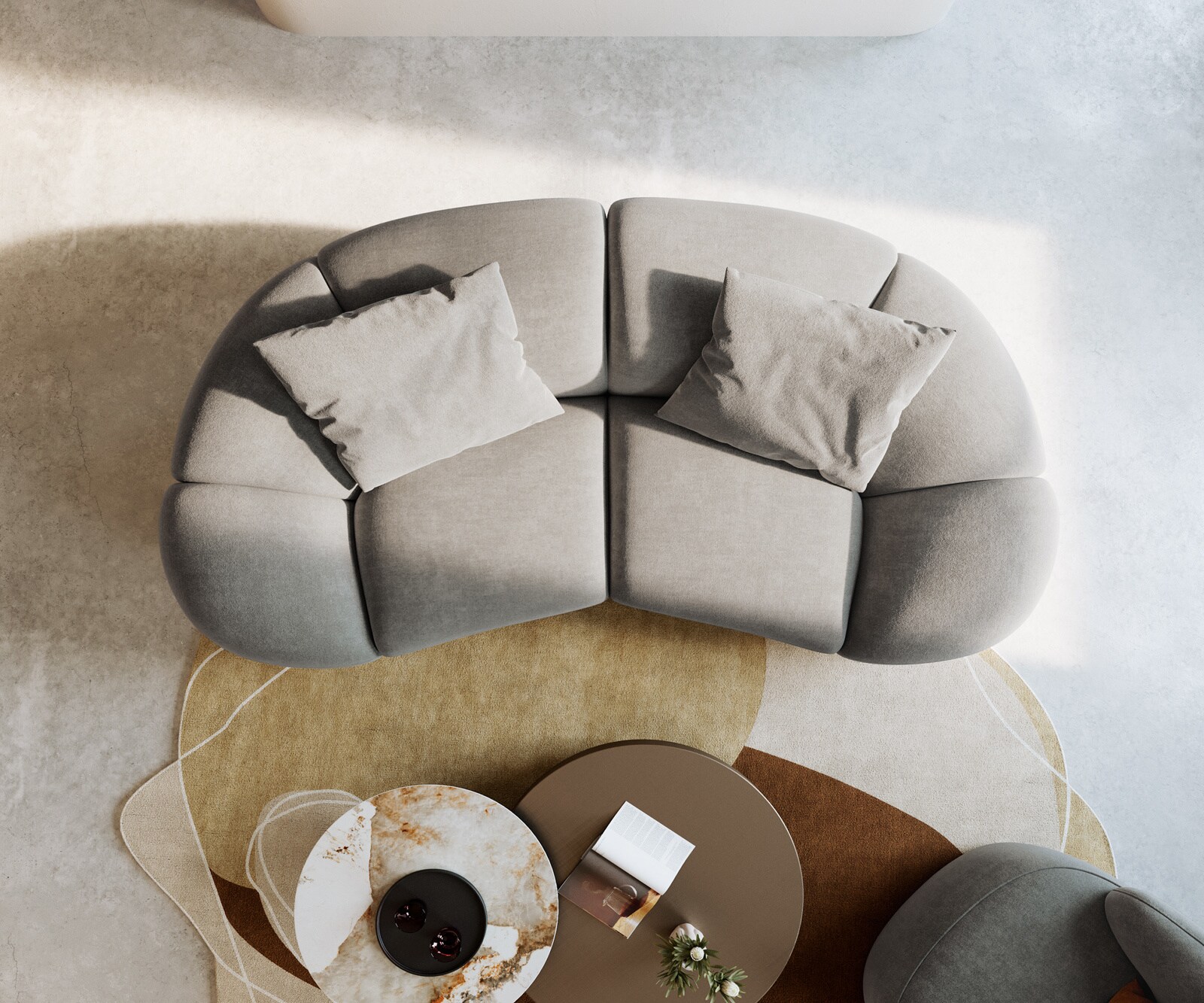 2-Sitzer Lunna 280x170 cm Strukturstoff Soft Grau 2 Kissen 4