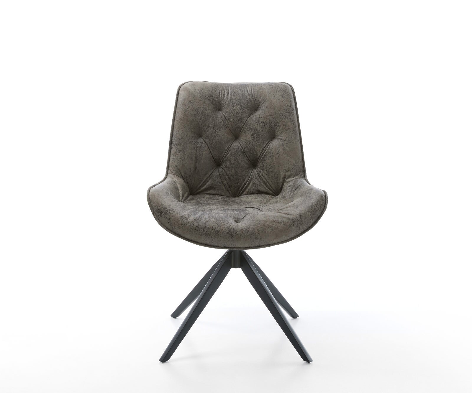 Chaise-pivotante Taimi-Flex microvelours gris antique pied croisé large noir pivotement sur 360° fonction bascule 1