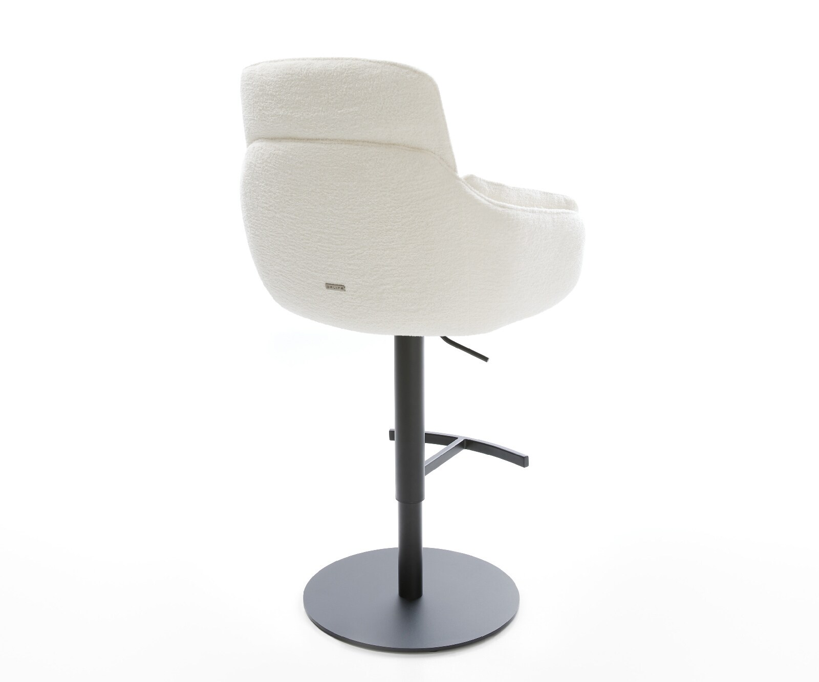 Chaise-de-bar Luan-Flex Bouclé doux Beige Pied pivotant réglable en hauteur Noir Noir 5