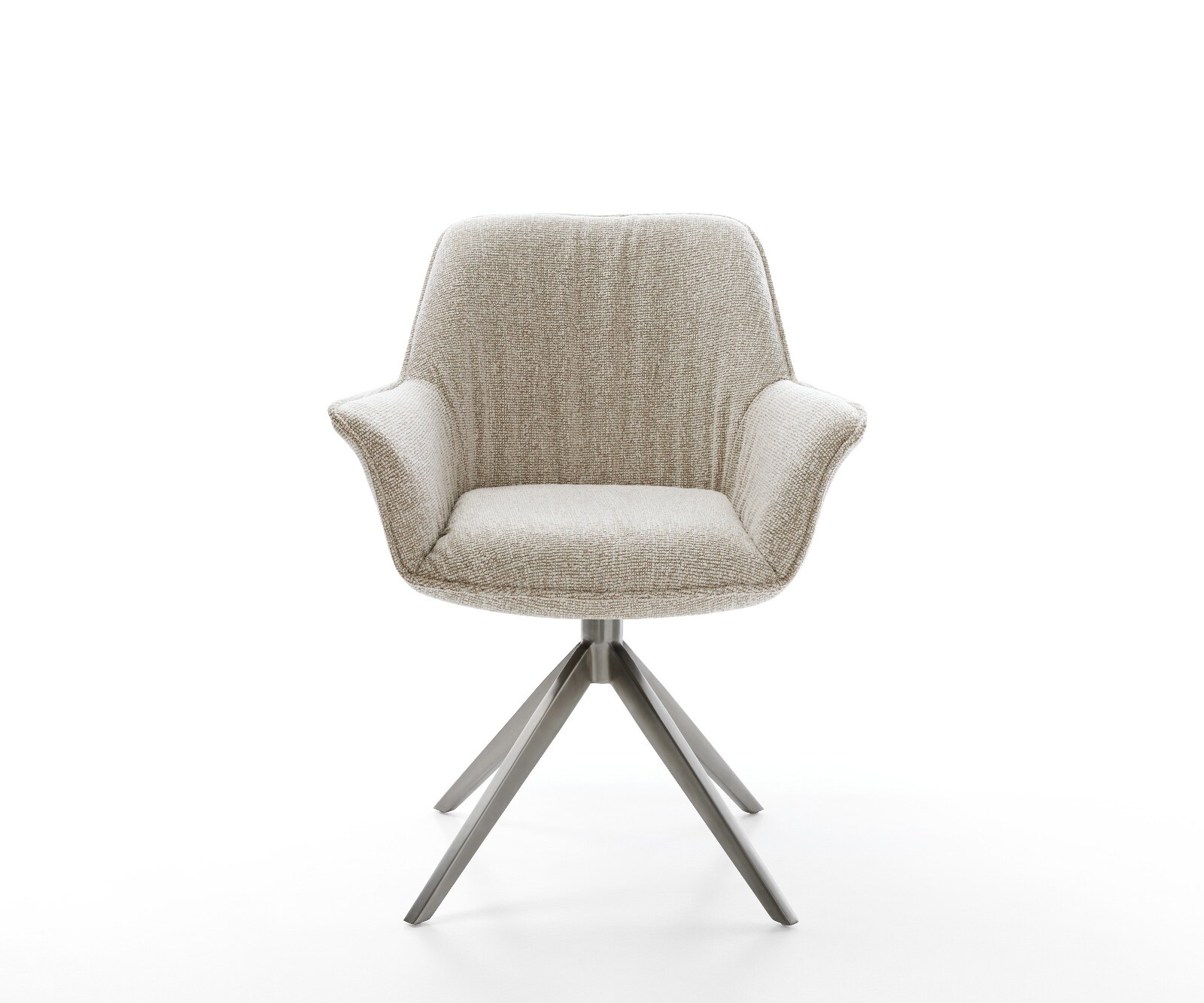 Chaise-pivotante Keila-Flex avec accoudoirs tissu tissé doux beige pied croisé large grafiete pivotement sur 360° fonction bascule 2