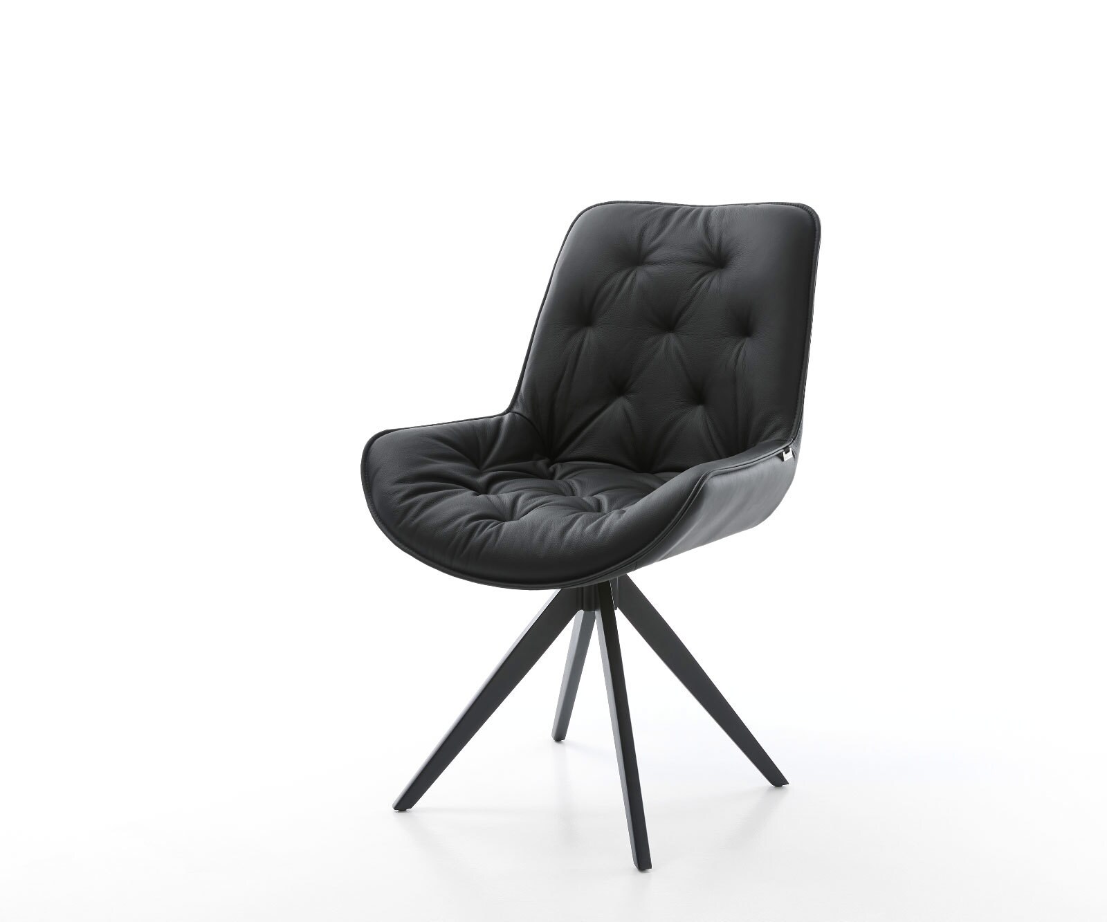 Drehstuhl Taimi-Flex Echt-Leder Schwarz Kreuzgestell kantig Schwarz 180° drehbar