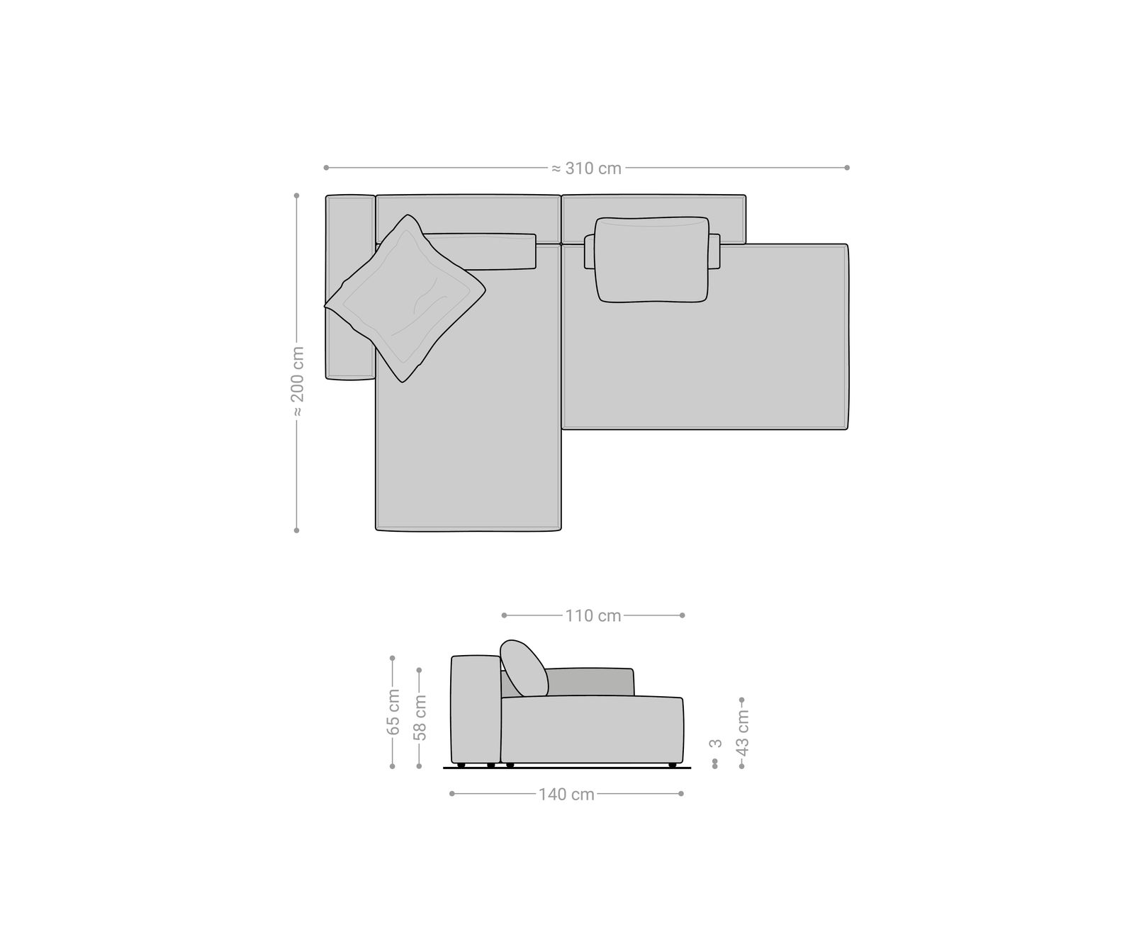 Ecksofa Freestyle 310x200 cm Mikrofaser Taupe Vintage Gesteppt 7