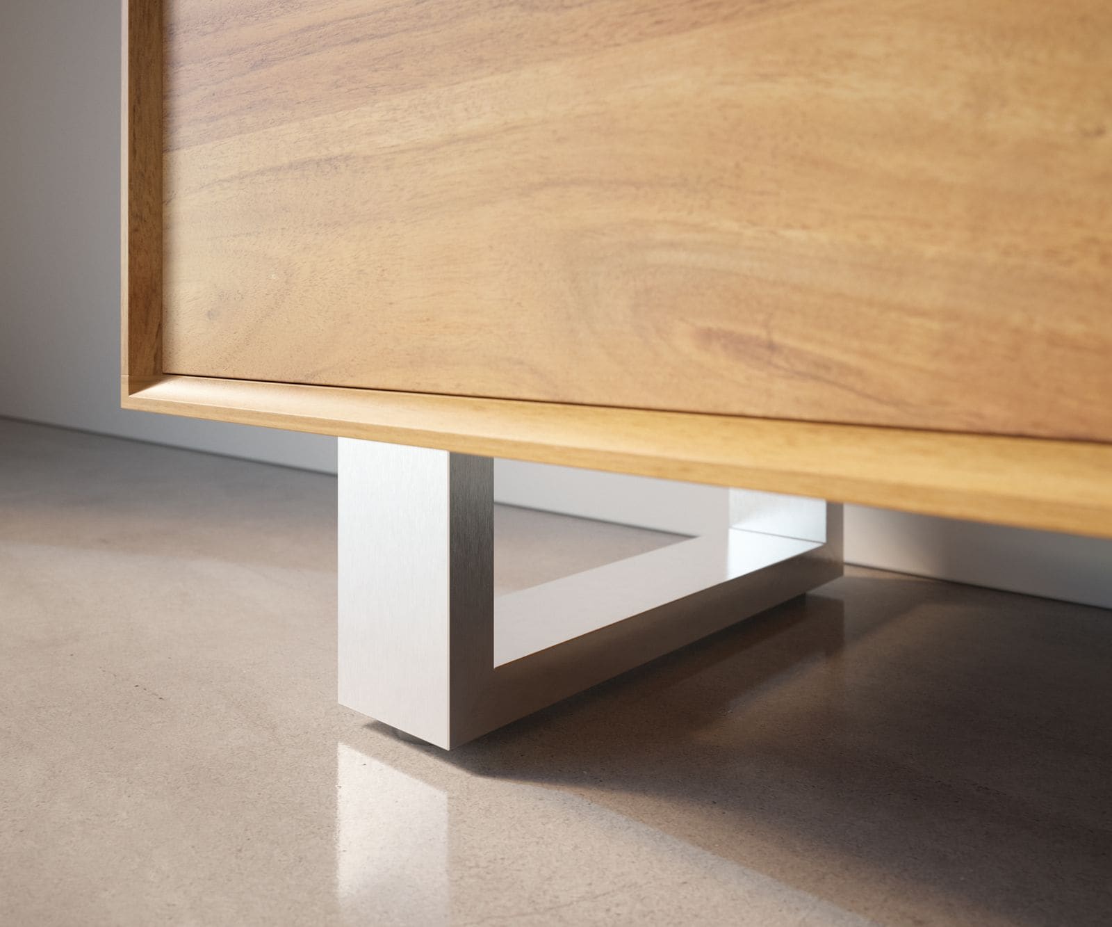 Fuß Kufe 12,5 cm Edelstahl gebürstet für Kastenmöbel der Tiefe 40 cm (2er Set) 1 Fuß Kufe 12,5 cm Edelstahl gebürstet für Kastenmöbel der Tiefe 40 cm (2er Set) 1