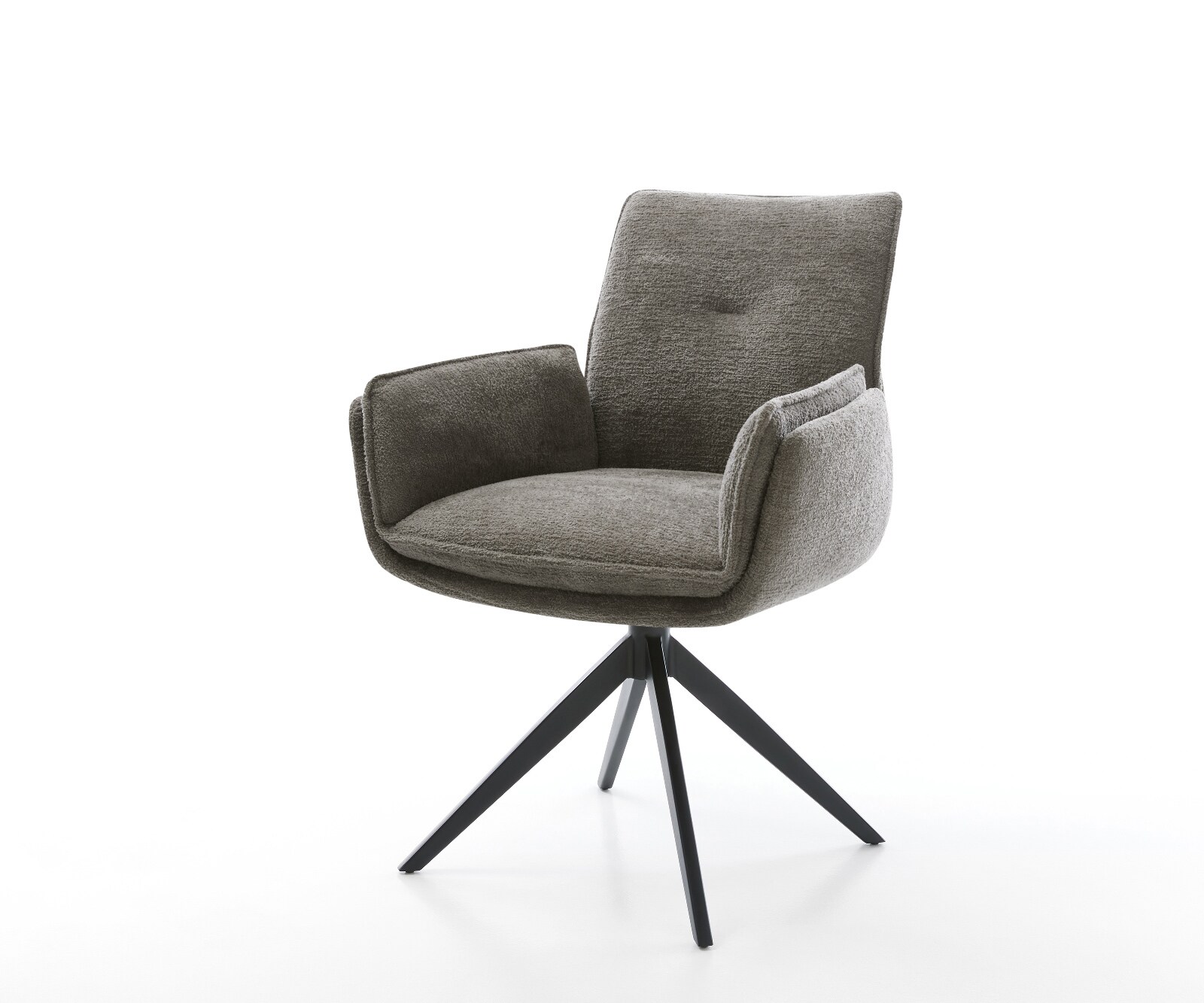 Drehstuhl Nela-Flex Bouclé Soft Schlamm Kreuzgestell breit Schwarz 360° drehbar Wippfunktion