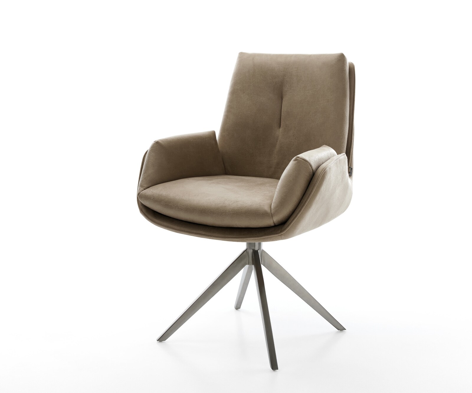 Drehstuhl Clea-Flex Mikrofaser Beige Vintage Kreuzgestell breit Graphit 360° drehbar Wippfunktion
