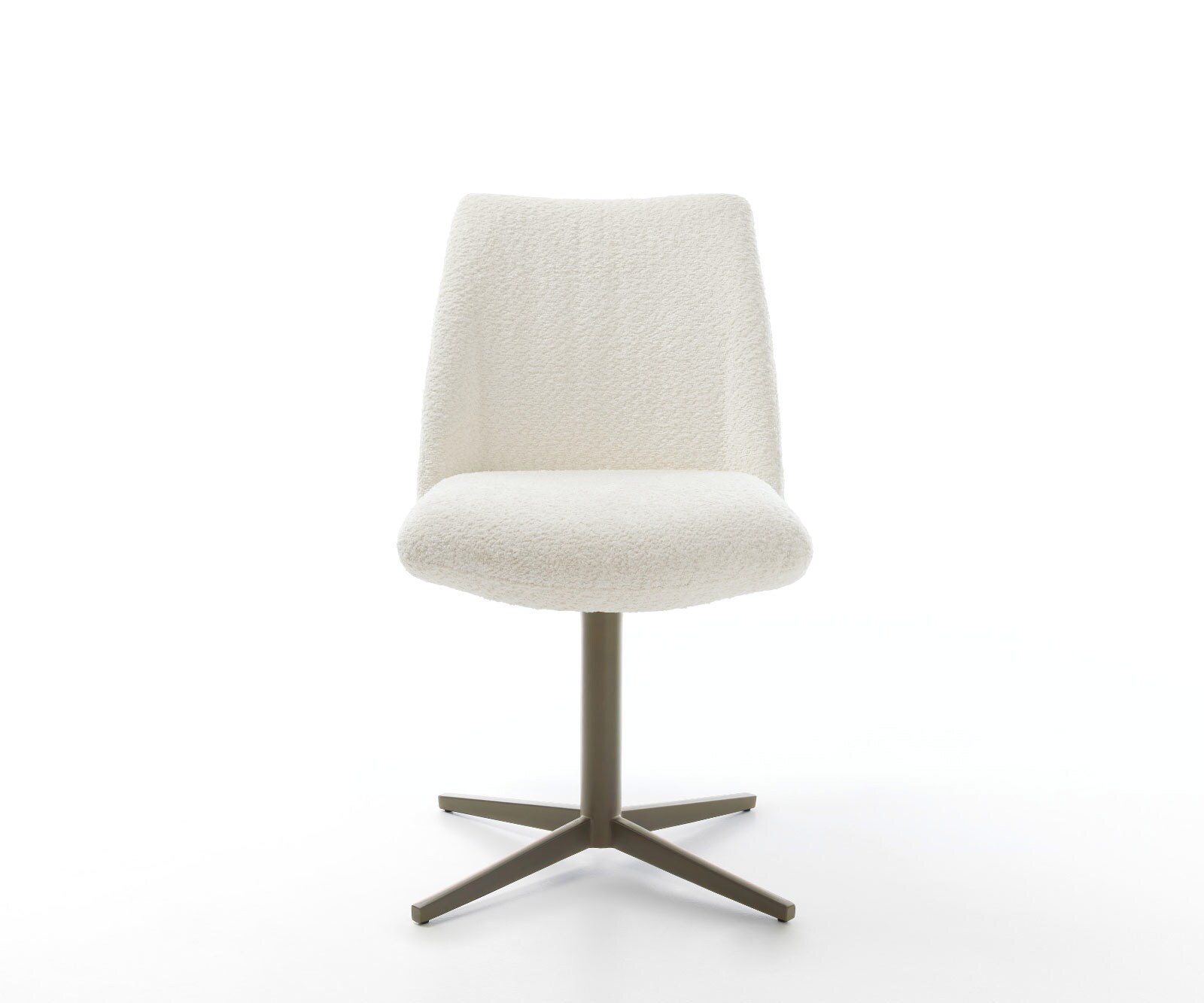 Chaise-pivotante Elso-Flex bouclé blanc pied de chaise 4 branches aspect titane pivotement sur 360° ressorts ensachés 1