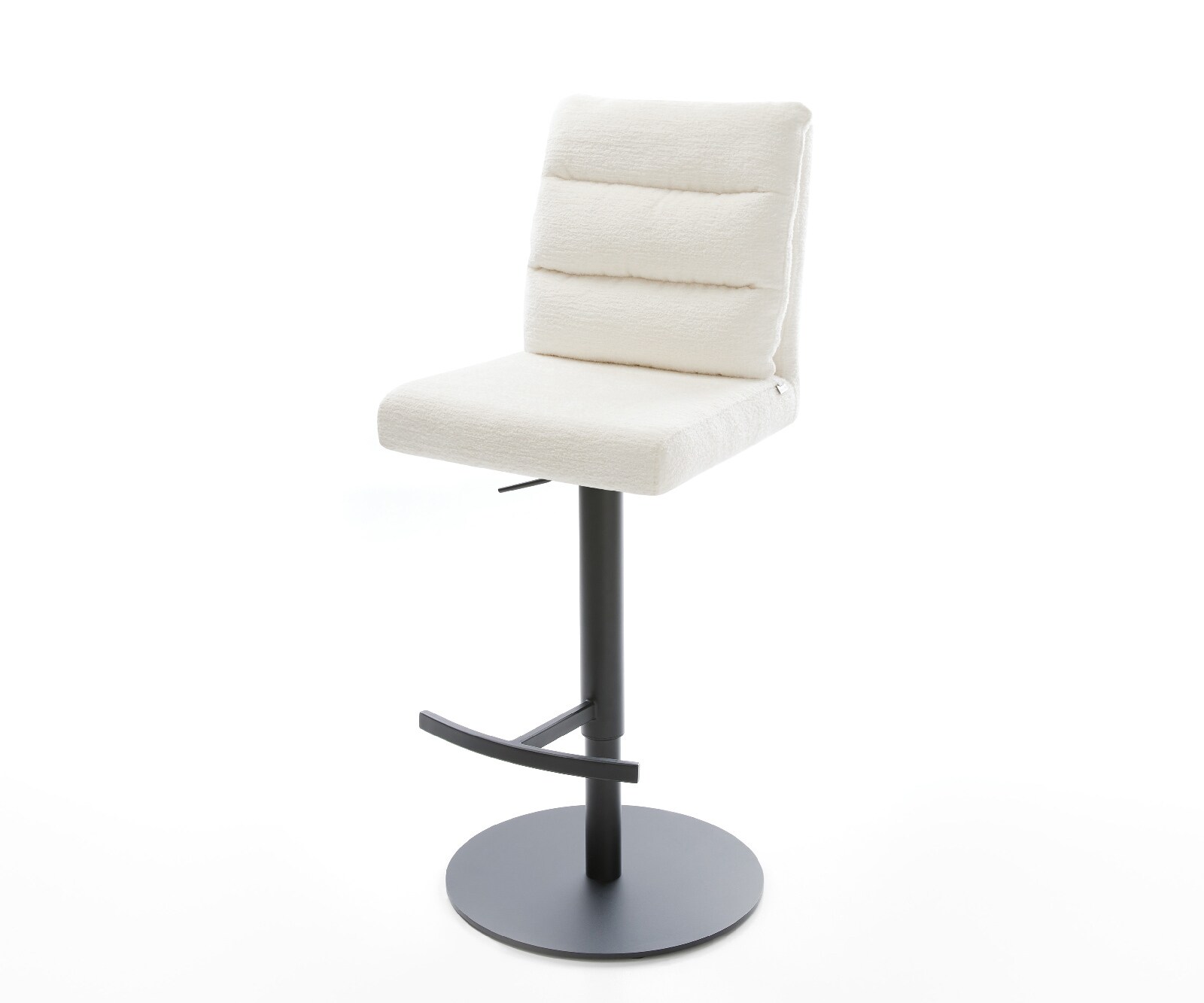 Barstuhl Pela-Flex Bouclé Soft Beige Drehfuß höhenverstellbar Metall Schwarz