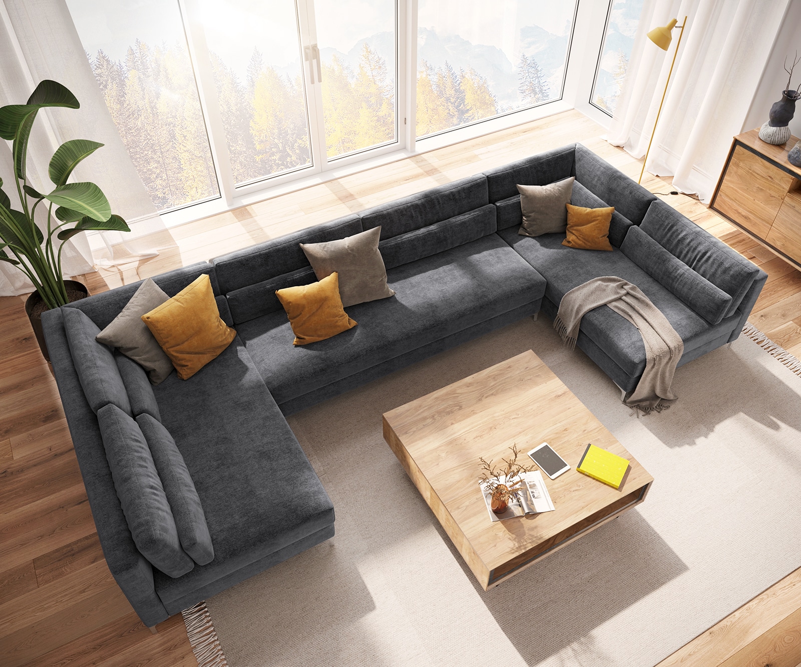 Wohnlandschaft Elio XL 400x185 cm Mikrofaser Graphite 3 Wohnlandschaft Elio XL 400x185 cm Mikrofaser Graphite 3