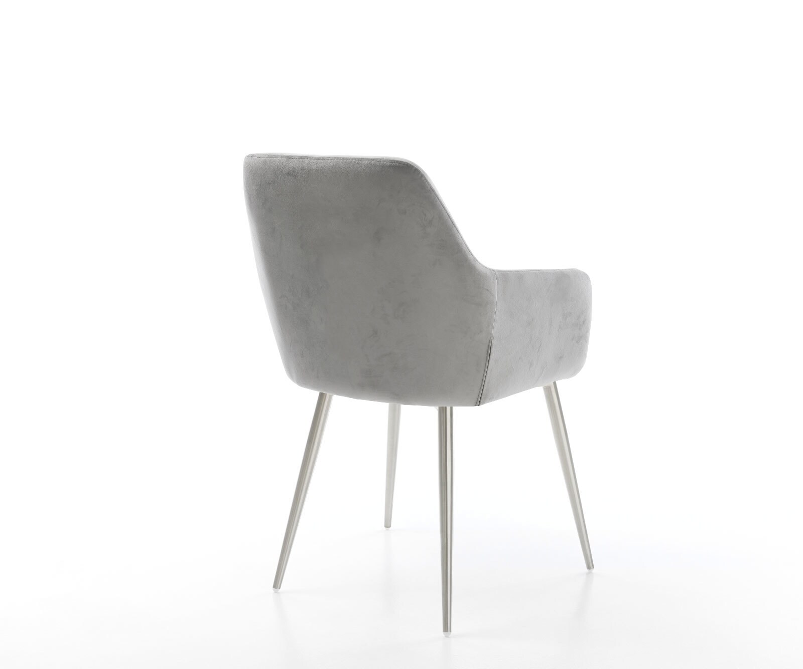 Chaise-de-salle-à-manger Pejo-Flex velours gris 4 pieds coniques acier inoxydable brossé ressorts ensachés 5