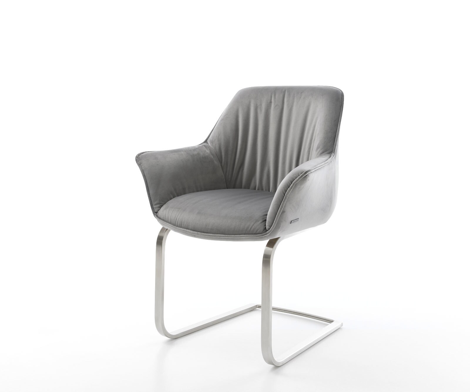 Freischwinger Keila-Flex mit Armlehnen Samt Grau Freischwinger flach Edelstahl 1