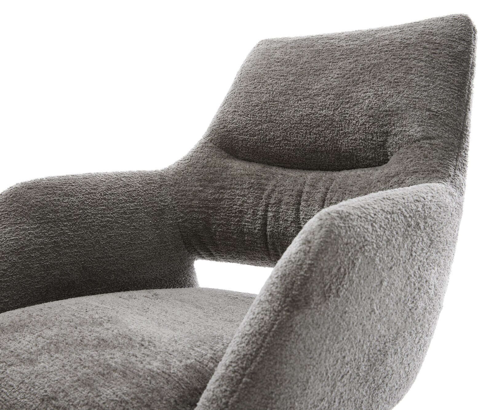 Chaise-pivotante Yago-Flex avec accoudoirs bouclé doux couleur boue pied croisé large noir pivotement sur 360° fonction bascule resorts ensachés 4