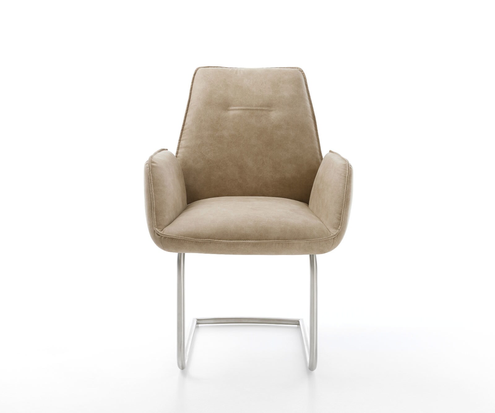 Cantilever Zoa-Flex microvelours beige vintage pied cantilever rond acier inoxydable brossé ressorts ensachés 2