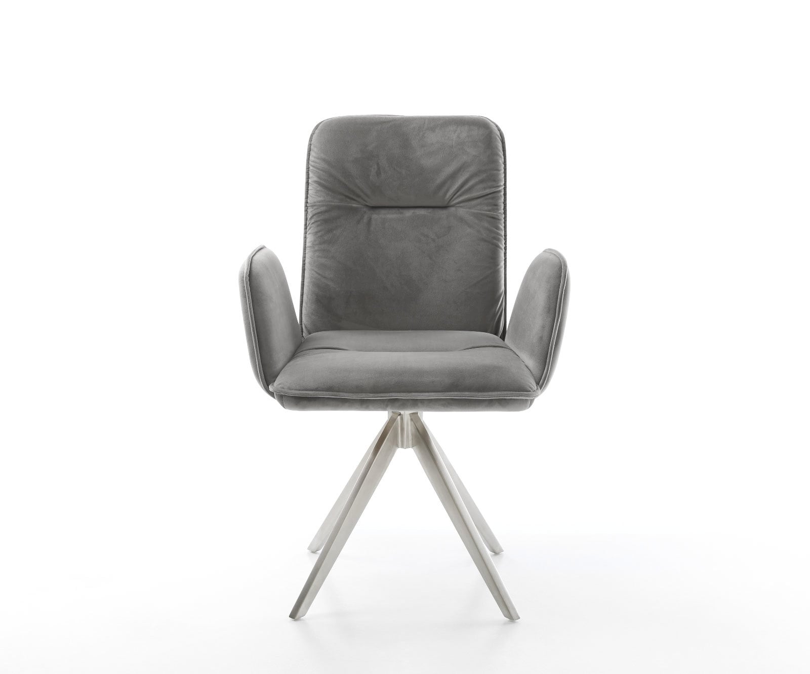 Esszimmerstuhl Vinja-Flex Samt Grau Kreuzgestell kantig Edelstahl 1 Esszimmerstuhl Vinja-Flex Samt Grau Kreuzgestell kantig Edelstahl 1
