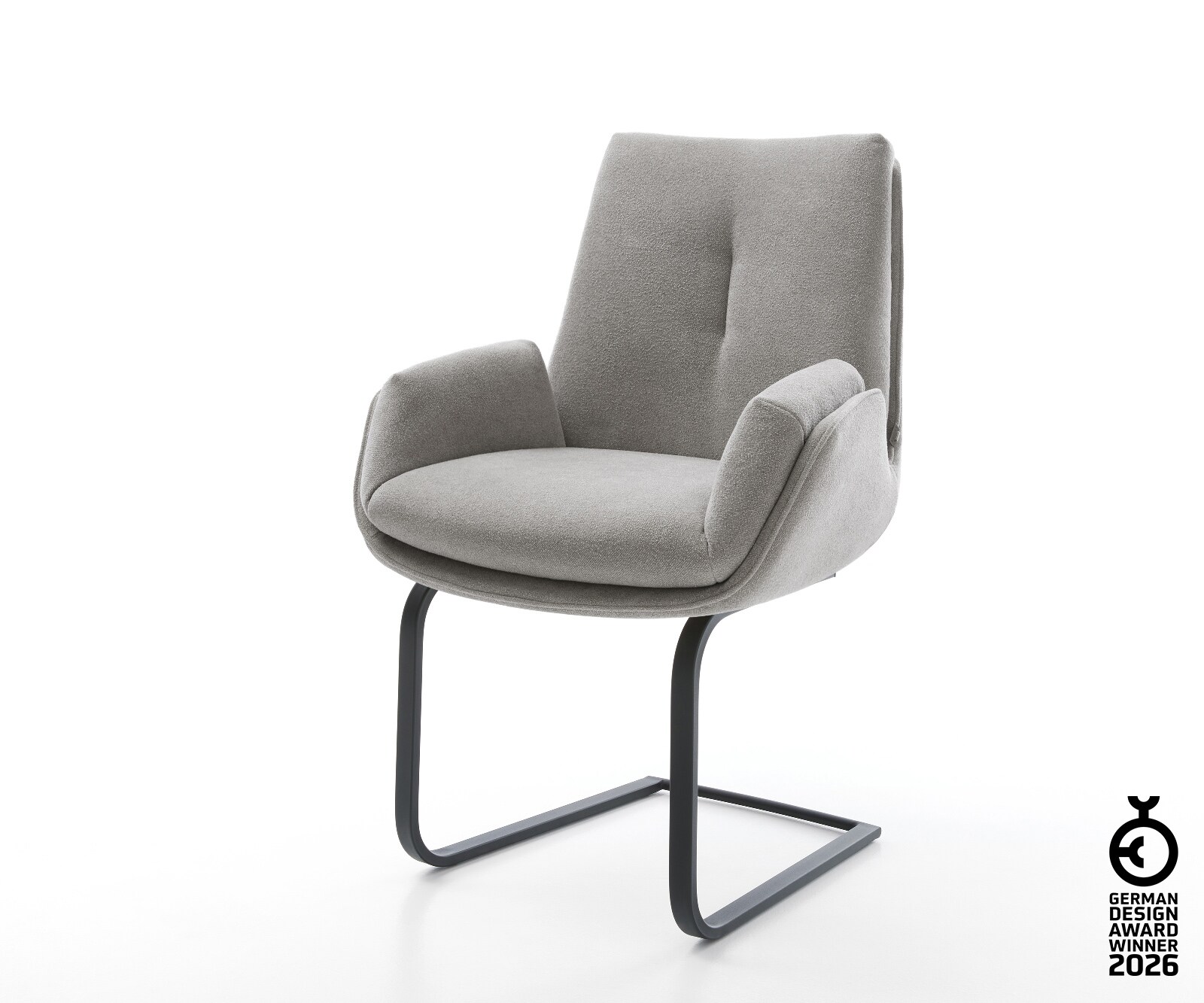 Cantilever Clea-Flex tissu structuré doux gris pied cantilever plat noir