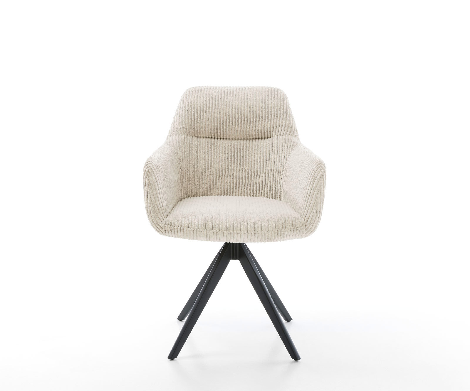 Chaise-de-salle-à-manger Pejo-Flex côtelé beige vintage pied croisé angulaire noir ressorts ensachés 1 Chaise-de-salle-à-manger Pejo-Flex côtelé beige vintage pied croisé angulaire noir ressorts ensachés 1