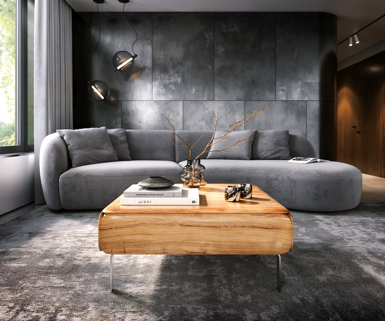 Couchtisch Shavani 90x90 cm Akazie Natur 2 Türen L-Fuß Edelstahl Silber 1 Couchtisch Shavani 90x90 cm Akazie Natur 2 Türen L-Fuß Edelstahl Silber 1