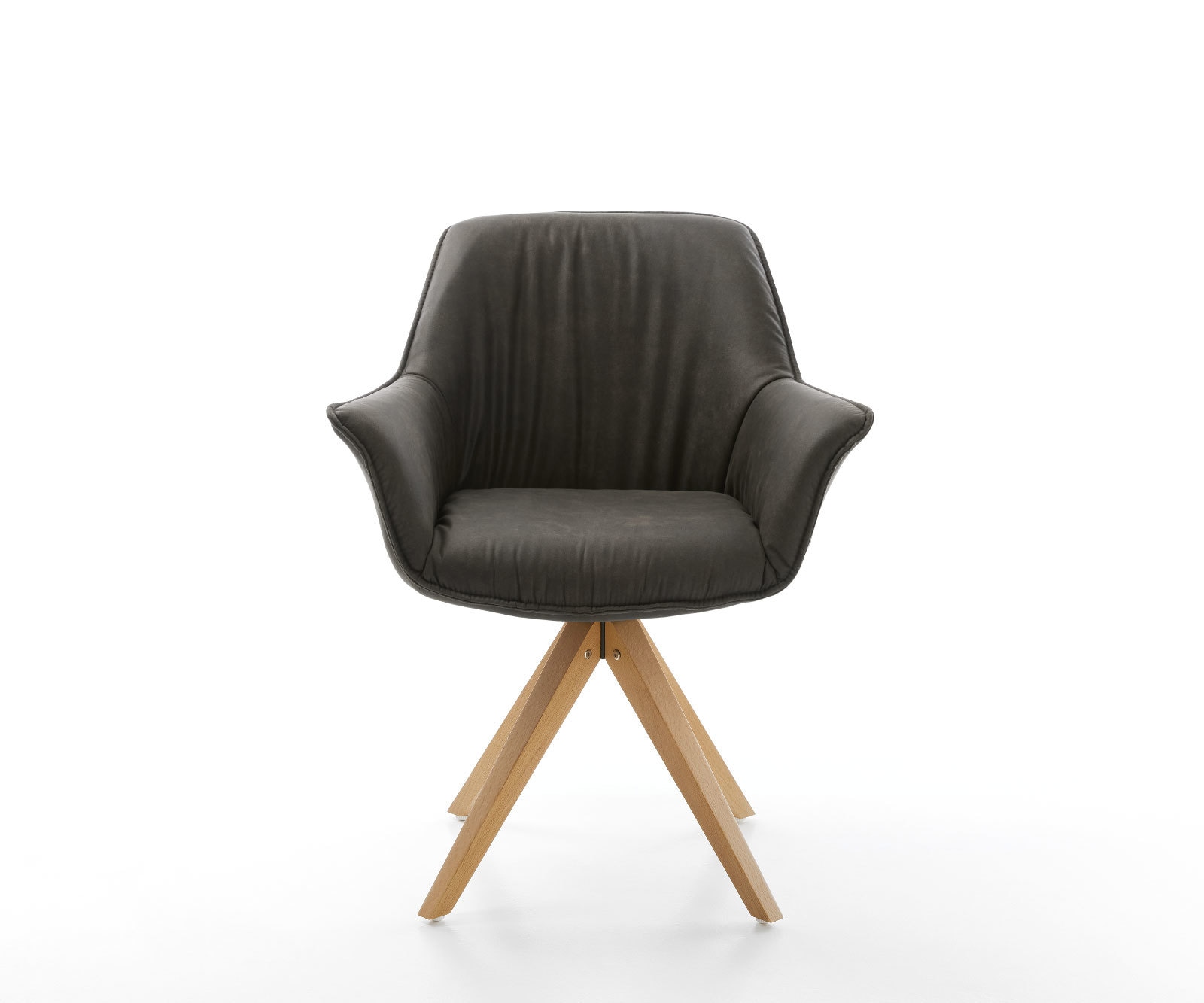 Esszimmerstuhl Keila-Flex mit Armlehnen Mikrofaser Anthrazit Vintage Holzgestell kantig Natur 2 Esszimmerstuhl Keila-Flex mit Armlehnen Mikrofaser Anthrazit Vintage Holzgestell kantig Natur 2