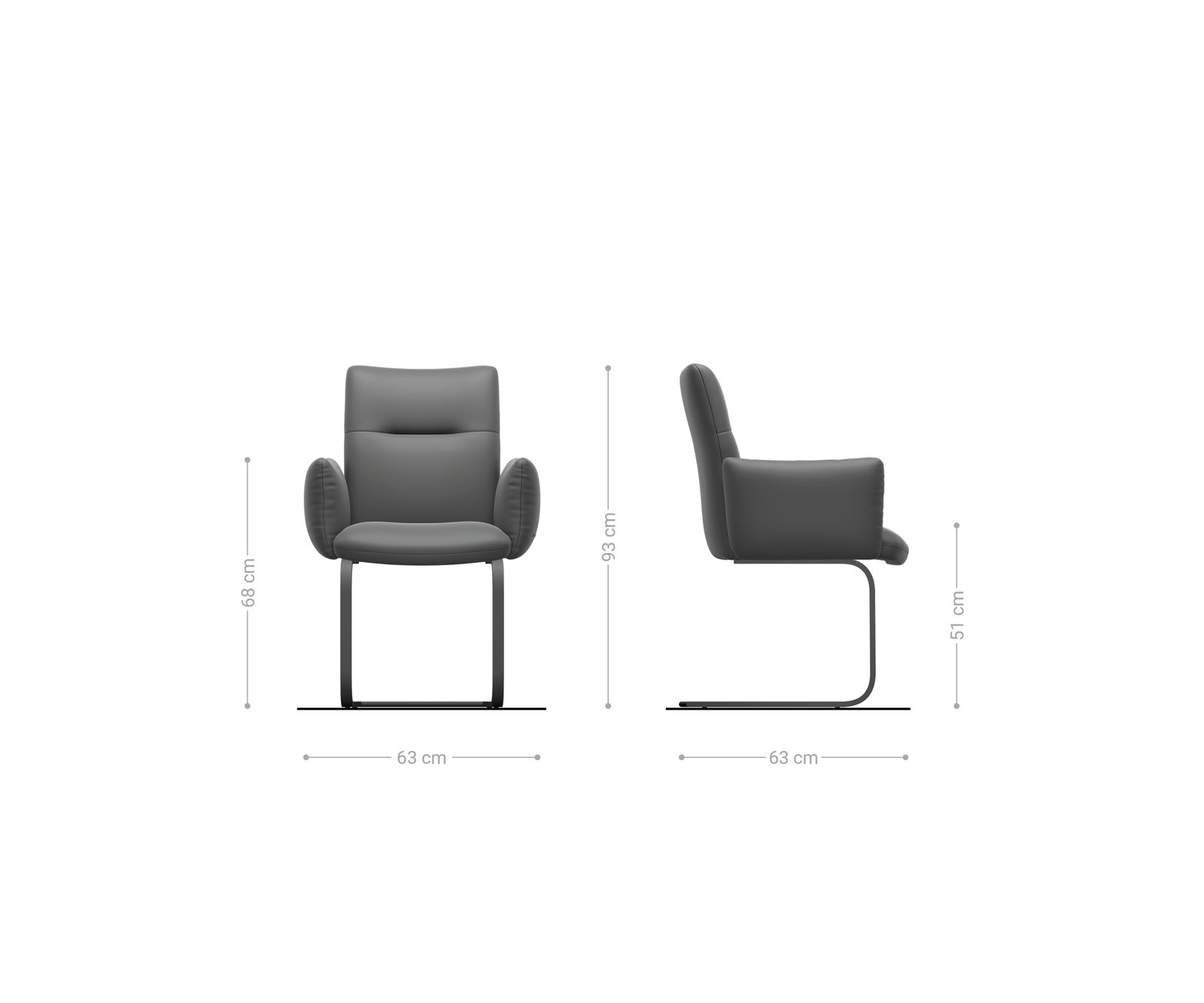 Freischwinger Jova-Flex mit Armlehnen Bouclé Weiß Freischwinger flach Effektfinish Titan Taschenfederkern 6