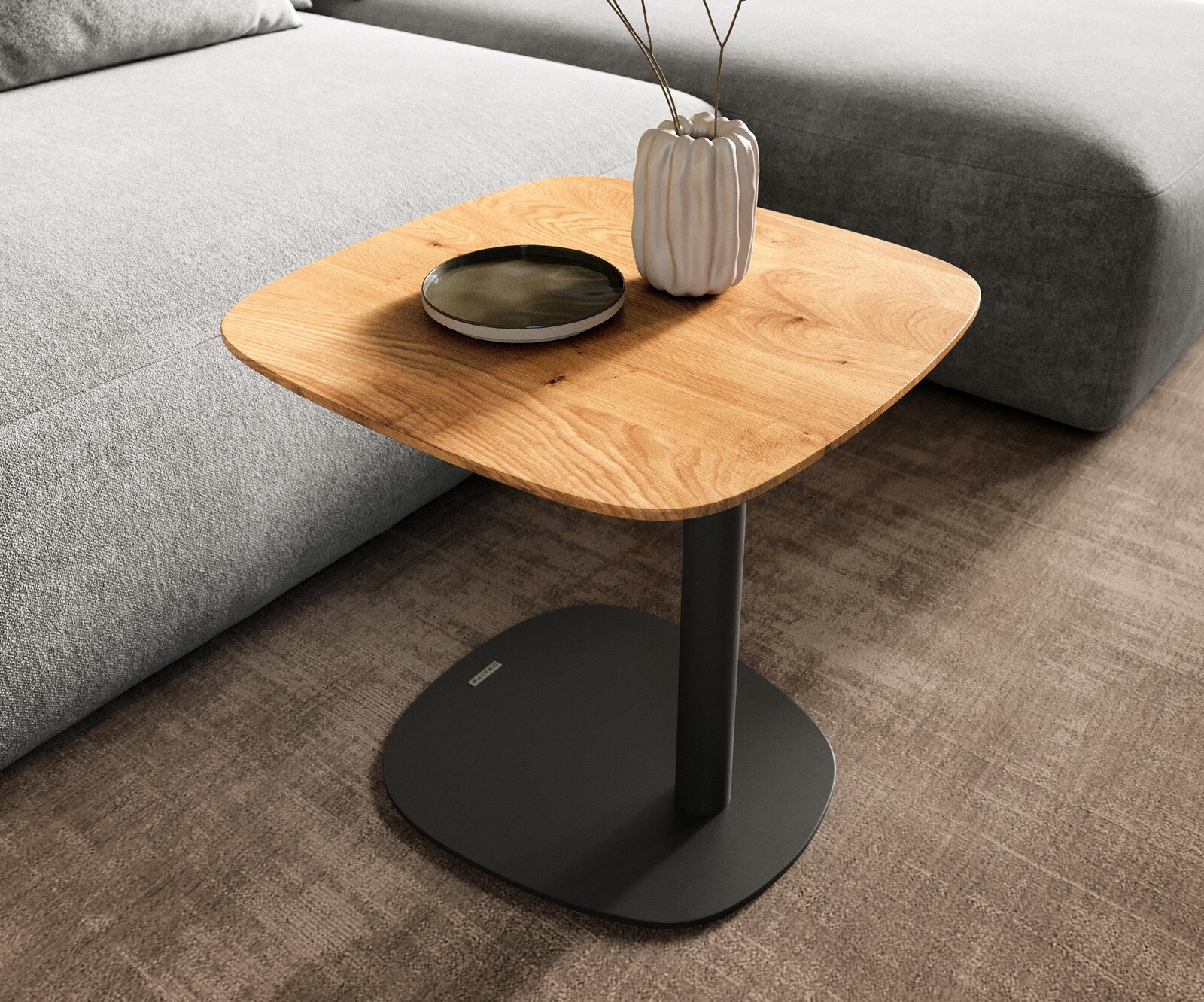 Couchtisch Edge Boot 50x50 cm Eiche Natur Schweizer Kante Eleny Metall Schwarz 6