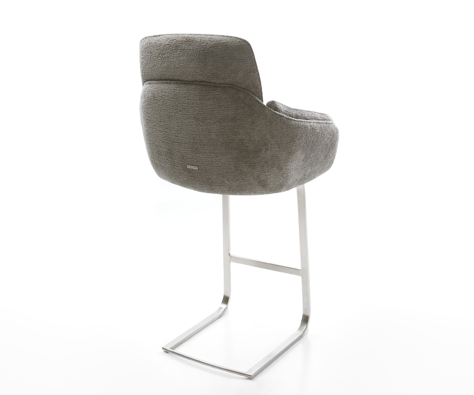 Barstuhl Luan-Flex Bouclé Soft Schlamm Freischwinger Flach Edelstahl Silberfarben 5