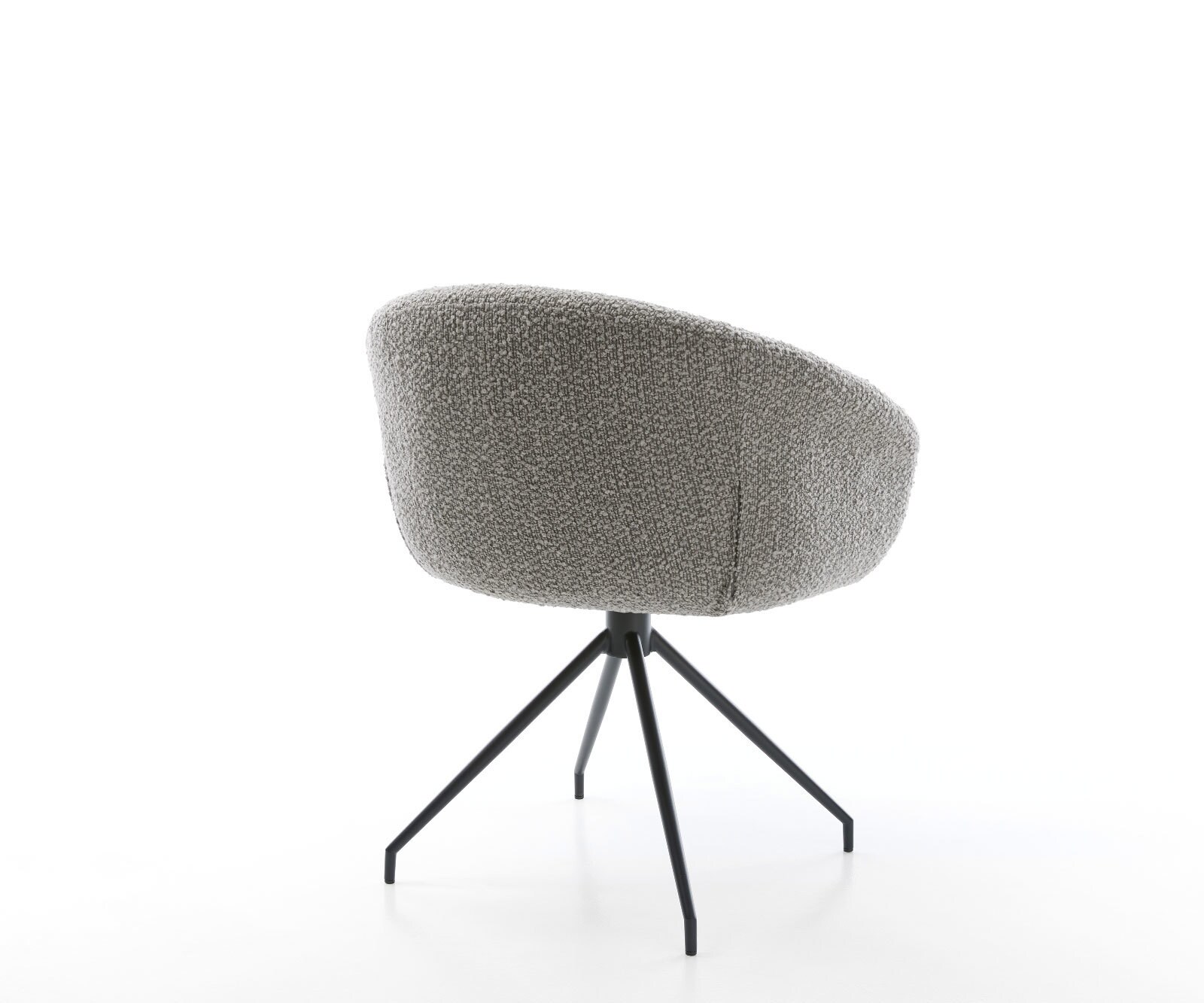 Chaise-pivotante Vinka-Flex avec accoudoirs bouclé gris argenté pied croisé conique noir pivotement sur 180° ressorts ensachés 4