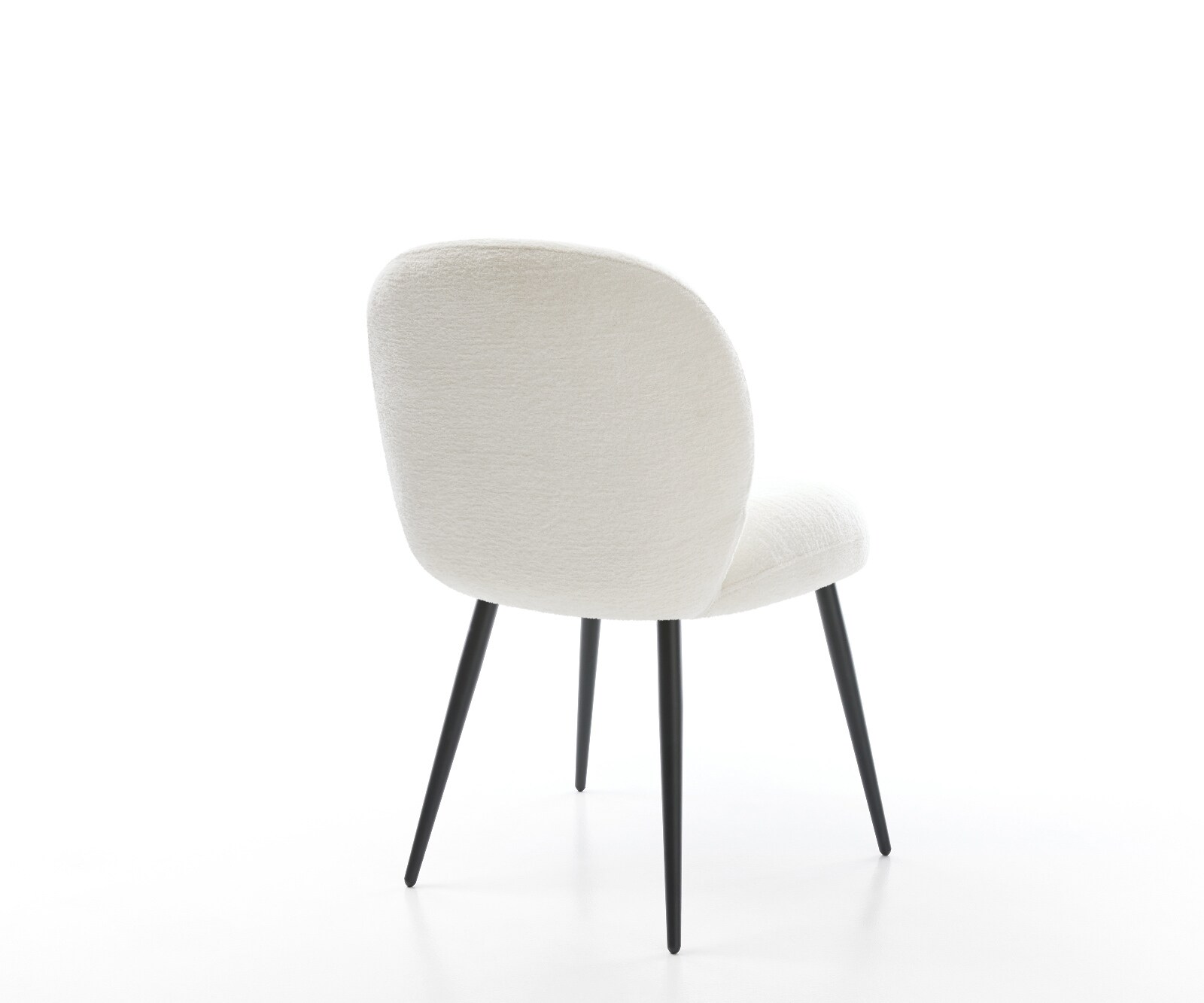 Chaise-de-salle-à-manger Nube-Flex bouclé doux beige 4 pieds coniques noir resorts ensachés 5